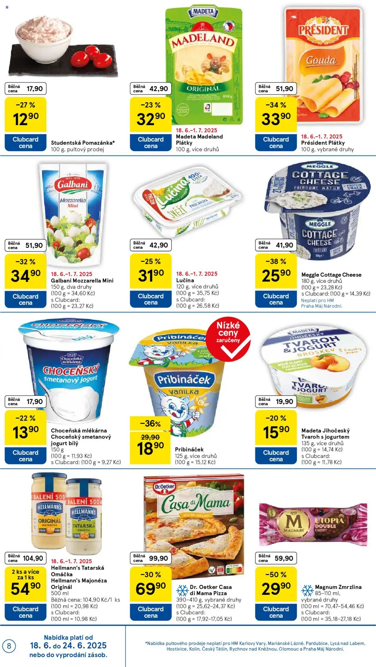 Tesco leták - Hypermarket od 18.06.2025 | Strana: 8 | Produkty: Smetanový jogurt, Jogurt, Pizza, Cottage cheese