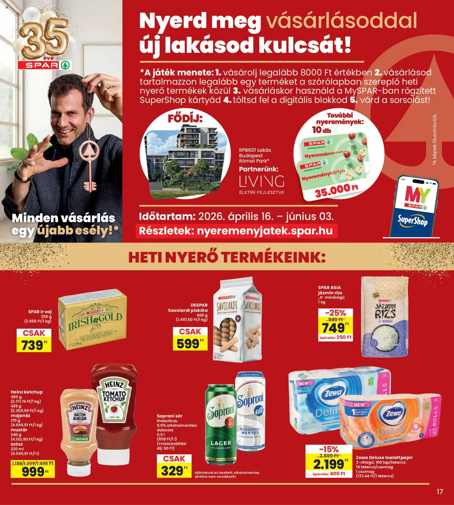 Interspar akciós ujság - amely érvényes a következő dátumtól: 16.04.2026 | Oldal: 17 | Termékek: Piskóta, Jázmin rizs, Ketchup, Mustár