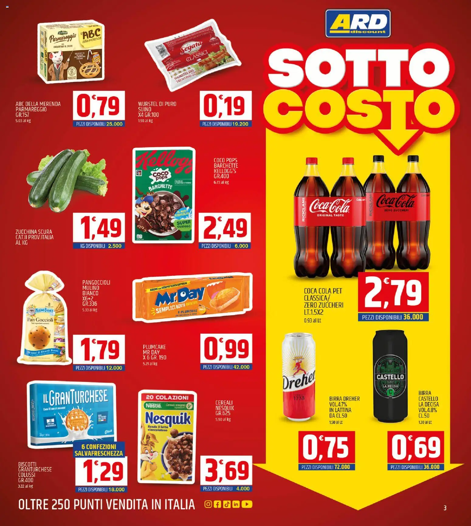 Volantino ARD Discount del 03.11.2025 | Pagina: 3 | Prodotti: Cereali, Biscotti, Plumcake, Coca Cola