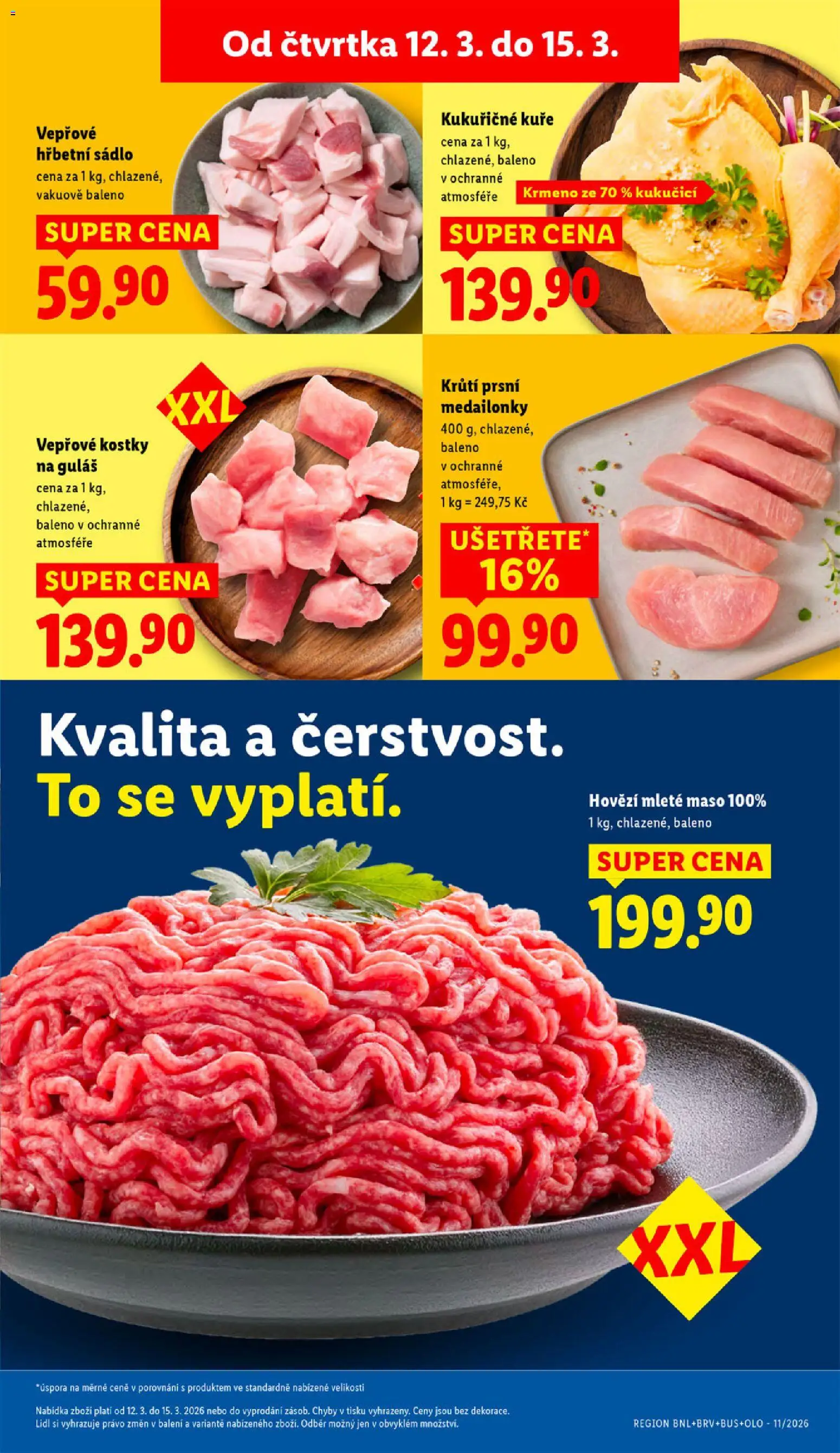 Lidl leták od 12.03.2026 | Strana: 13 | Produkty: Maso, Kuře, Hřbetní sádlo, Hovězí mleté maso