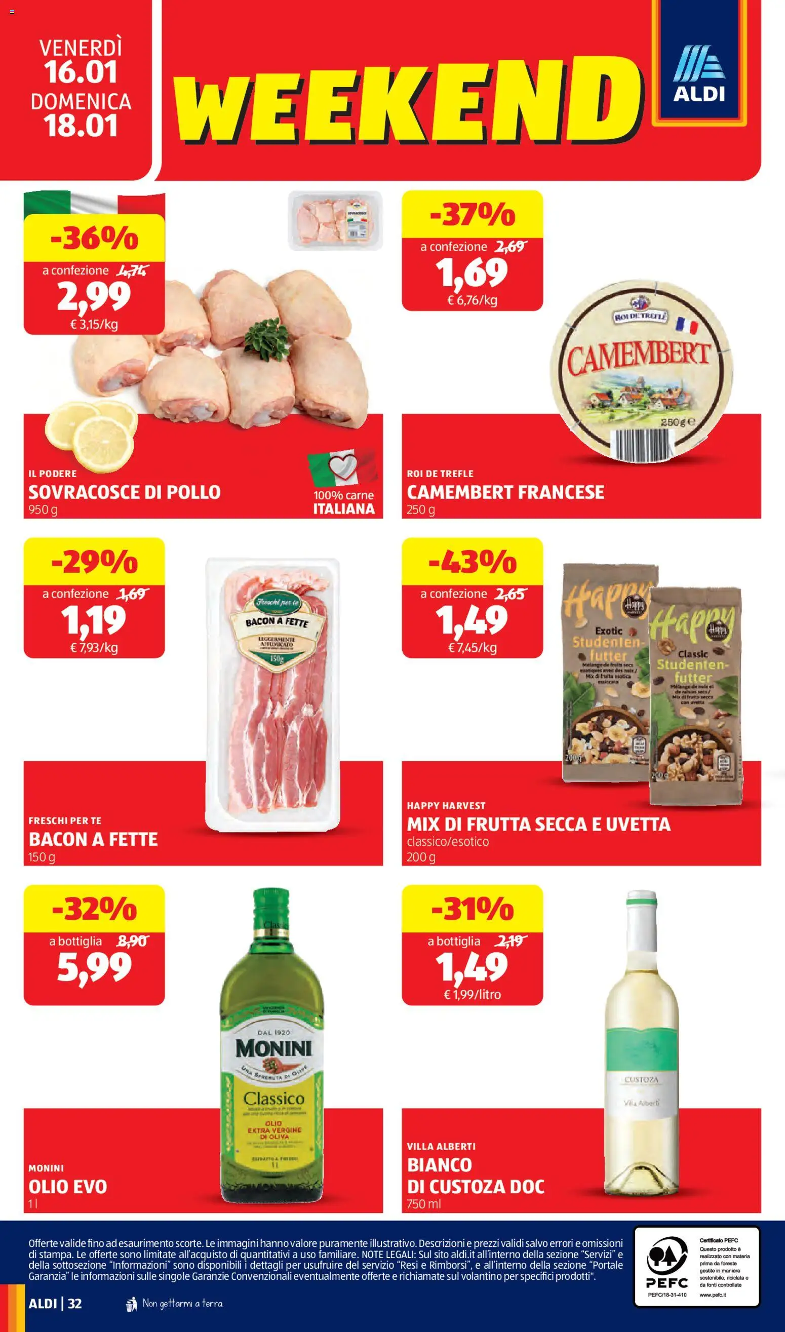 Volantino Aldi del 12.01.2026 | Pagina: 32 | Prodotti: Pollo, Tè, Frutta, Bottiglia