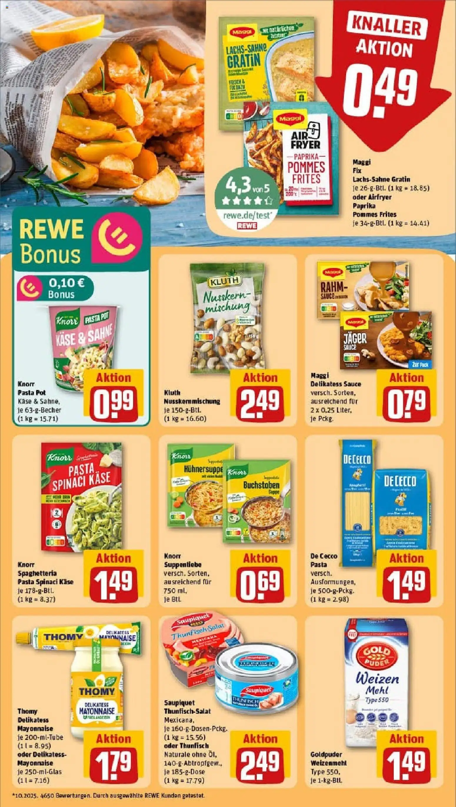 Rewe prospekt Eich	 – gültig ab 26.10.2025 | Seite: 22 | Produkte: Pommes, Knorr, Paprika, Mayonnaise