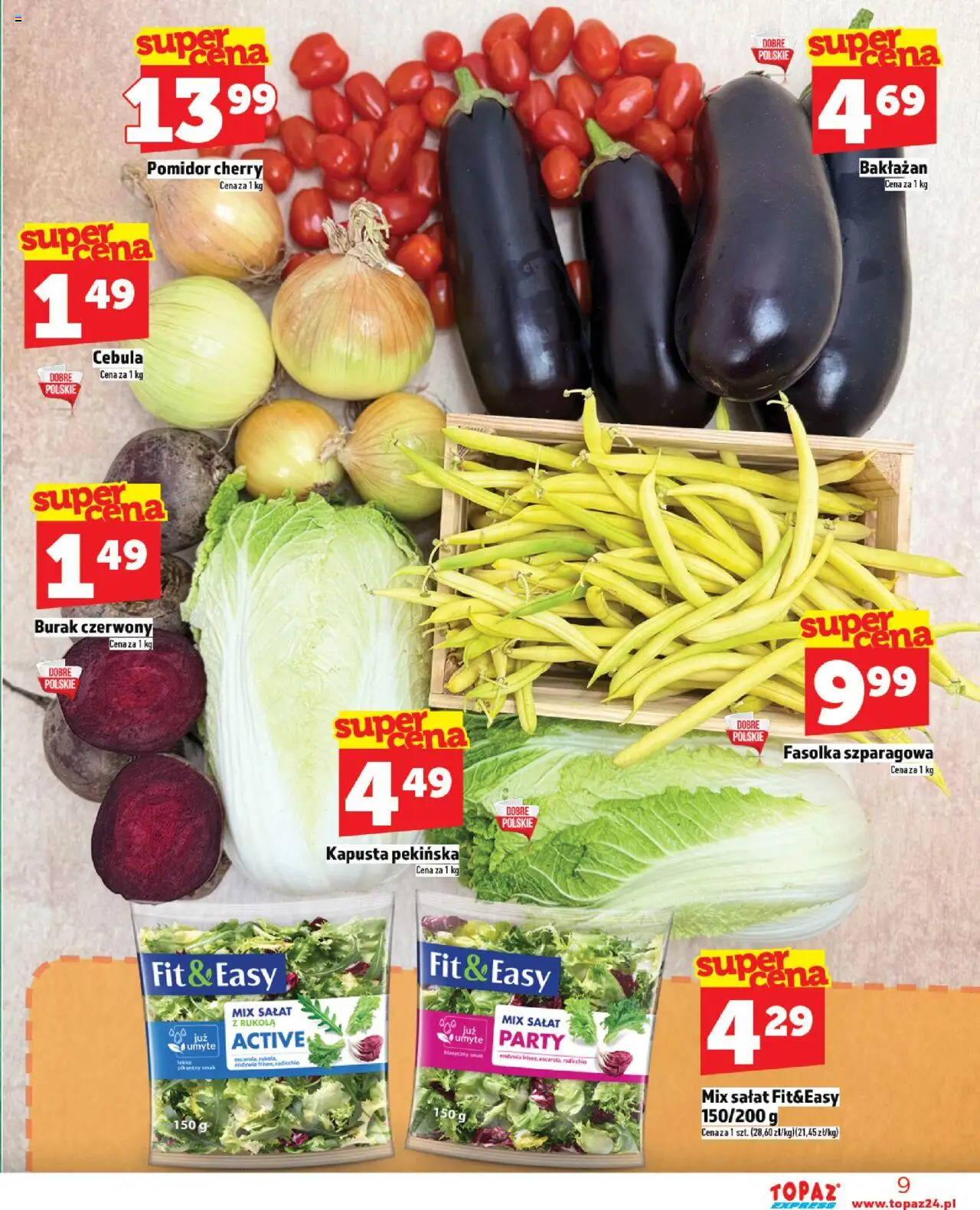 Topaz Gazetka - Express od 21.08.2025 | Strona: 9 | Produkty: Burak, Bakłażan, Kapusta, Rukola