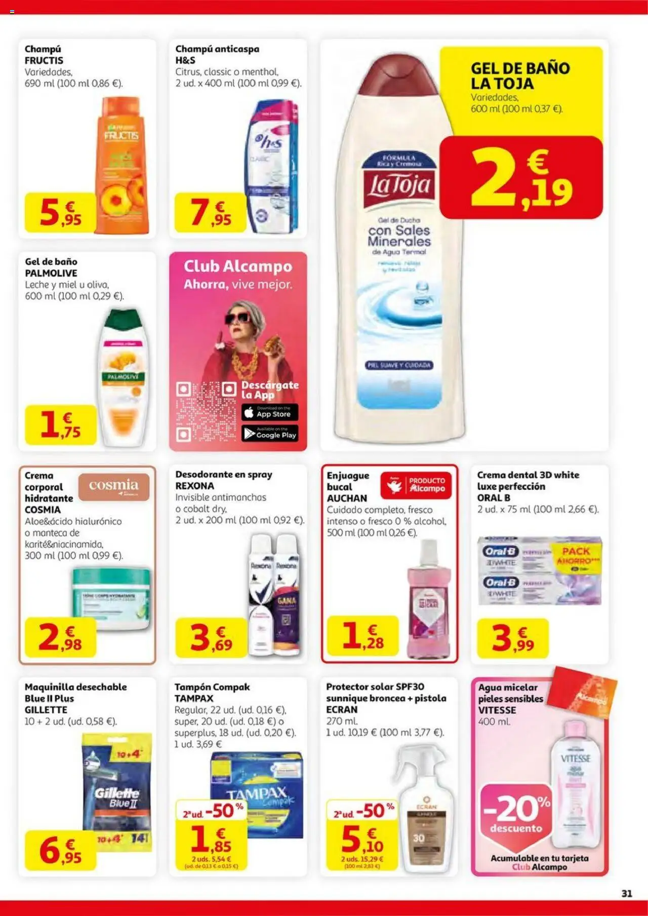 Alcampo - HP Nacional  │ válido desde el 14.08.2025 | Página: 31 | Productos: Desodorante, Leche, Baño, Ducha