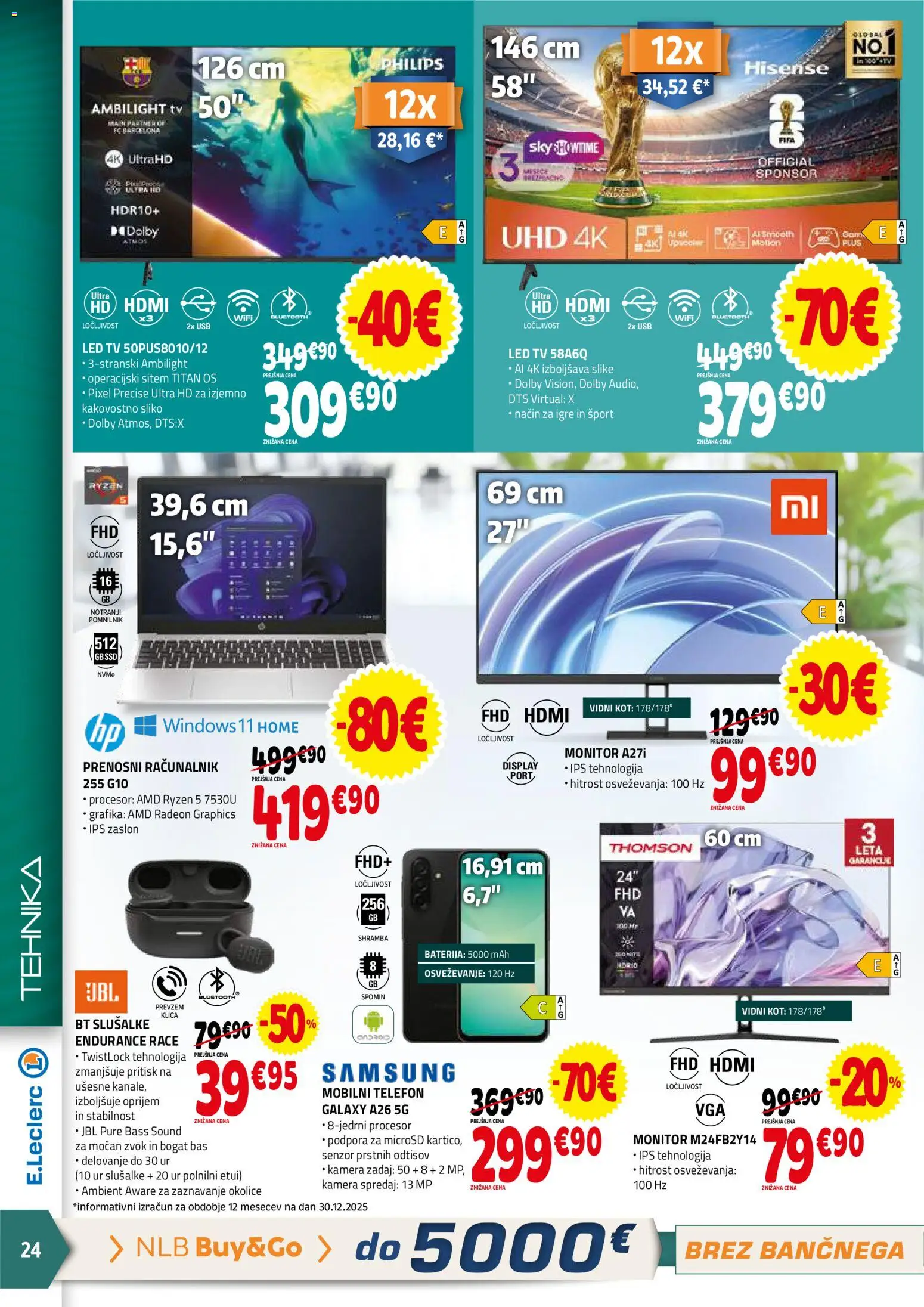Novi E.leclerc katalog ponudbe – veljaven od 14.01.2026 | Stran: 24 | Izdelki: Monitor, Baterija, Racunalnik, Tv