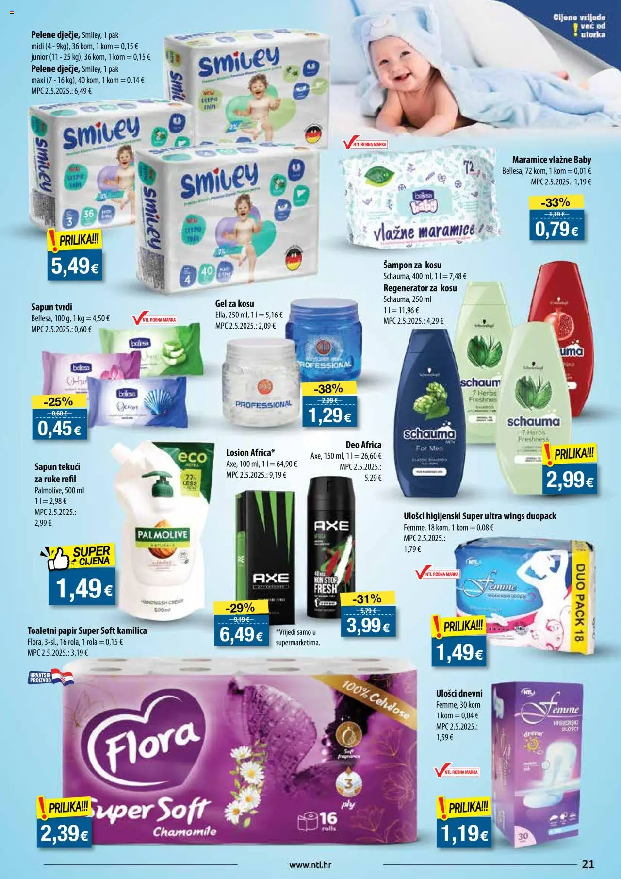 NTL katalog | vrijedi od 06.08.2025 | Stranica: 21 | Proizvodi: Pelene, Gel za kosu, Sapun, Toaletni papir