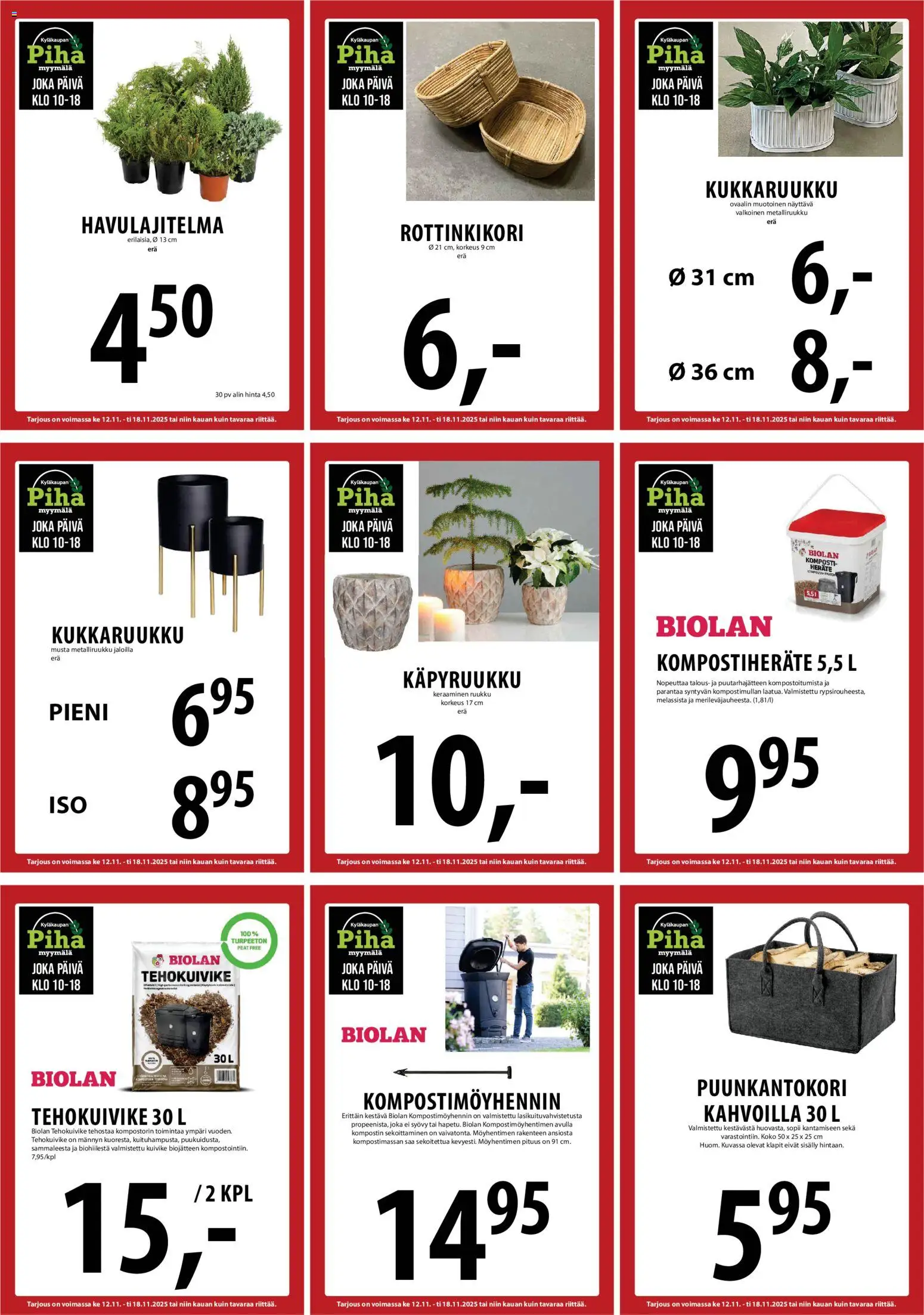 Tuuri tarjoukset – voimassa 12.11.2025 alkaen | Sivu: 25 | Tuotteet: Kukkaruukku, Komposti
