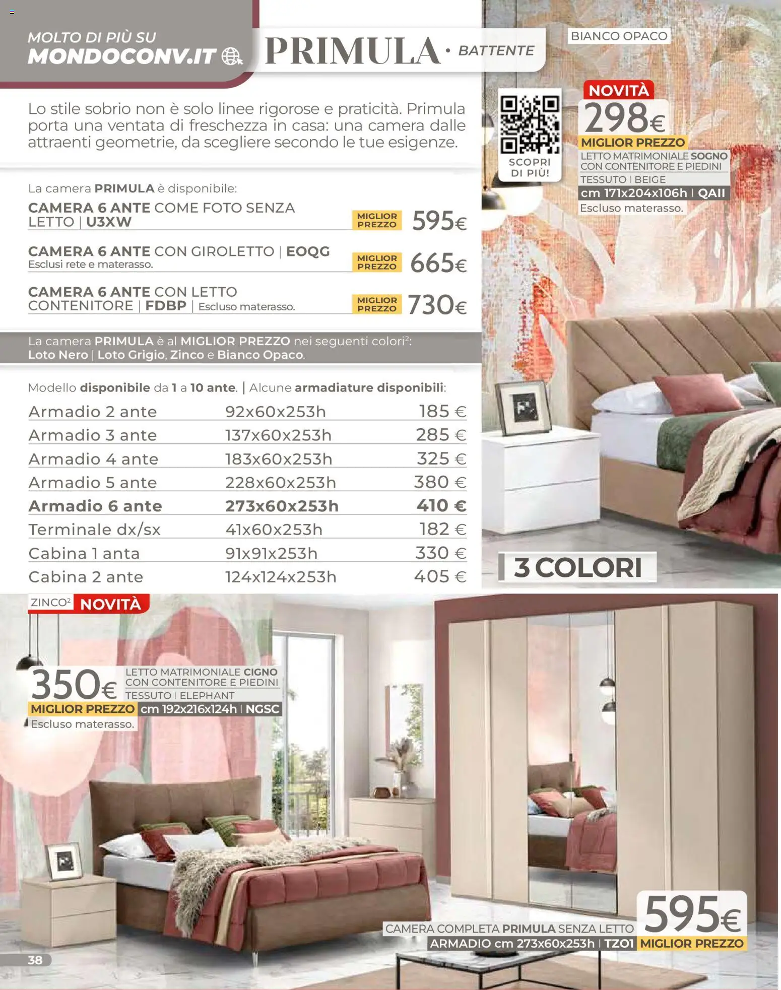 Volantino Mondo Convenienza del 01.01.2026 | Pagina: 40 | Prodotti: Letto matrimoniale, Letto contenitore, Contenitore, Armadio