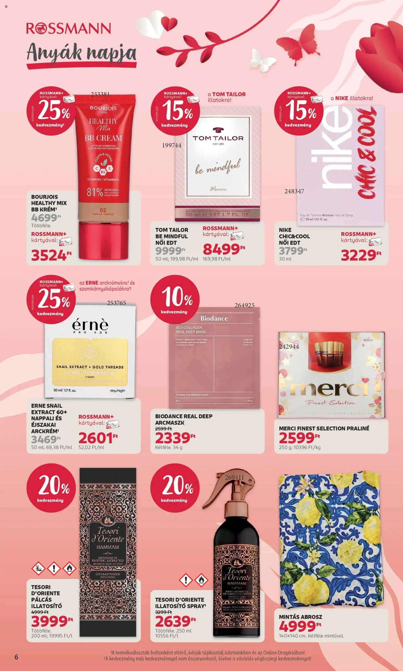 Rossmann akciós ujság - amely érvényes a következő dátumtól: 20.04.2026 | Oldal: 6 | Termékek: Praliné, Vegán, Óra