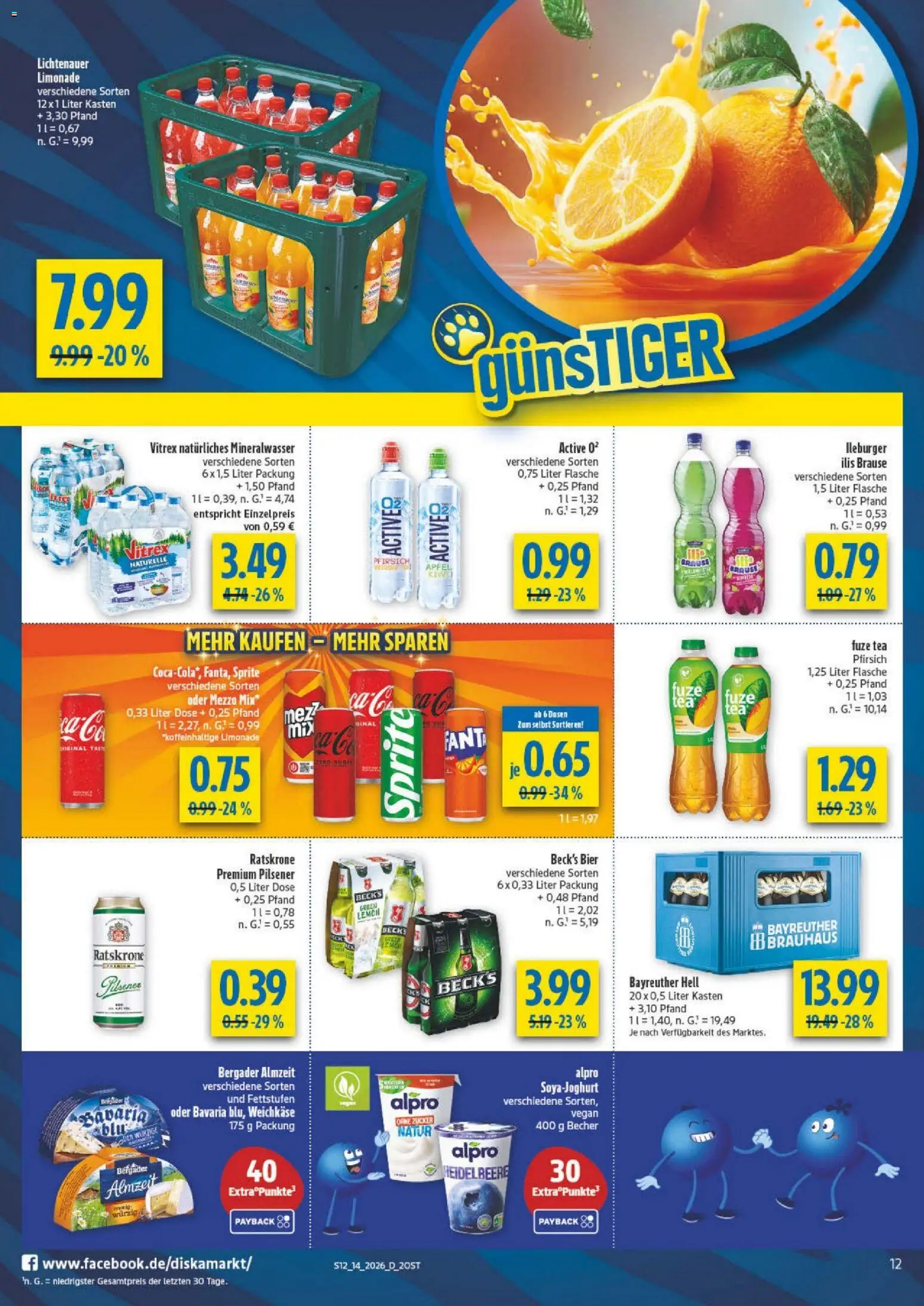 Diska - Diska Angebote Sachsen-Thüringen KW14 – gültig ab 30.03.2026 | Seite: 12 | Produkte: Mezzo mix, Mineralwasser, Pfirsich, Oder mezzo mix