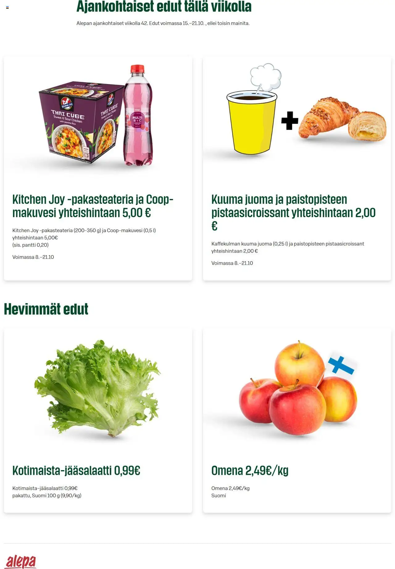 Alepa tarjoukset – voimassa 15.10.2025 alkaen | Sivu: 1