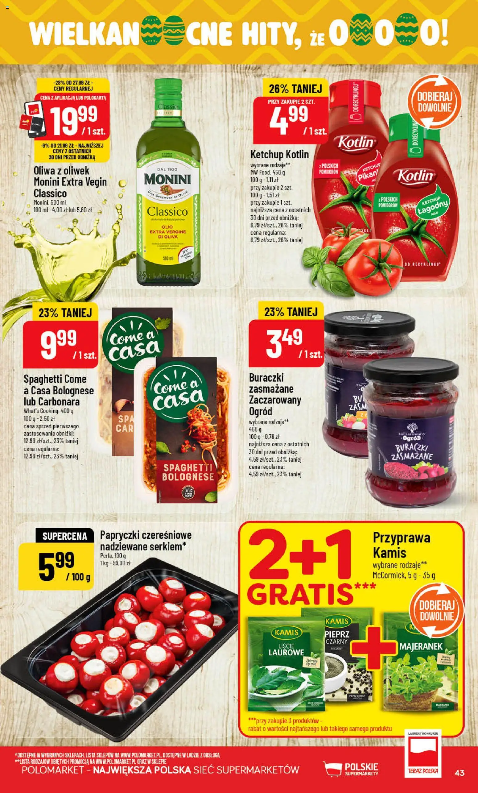 POLOmarket gazetka od 01.04.2026 | Strona: 43 | Produkty: Carbonara, Majeranek, Oliwa z oliwek, Pieprz