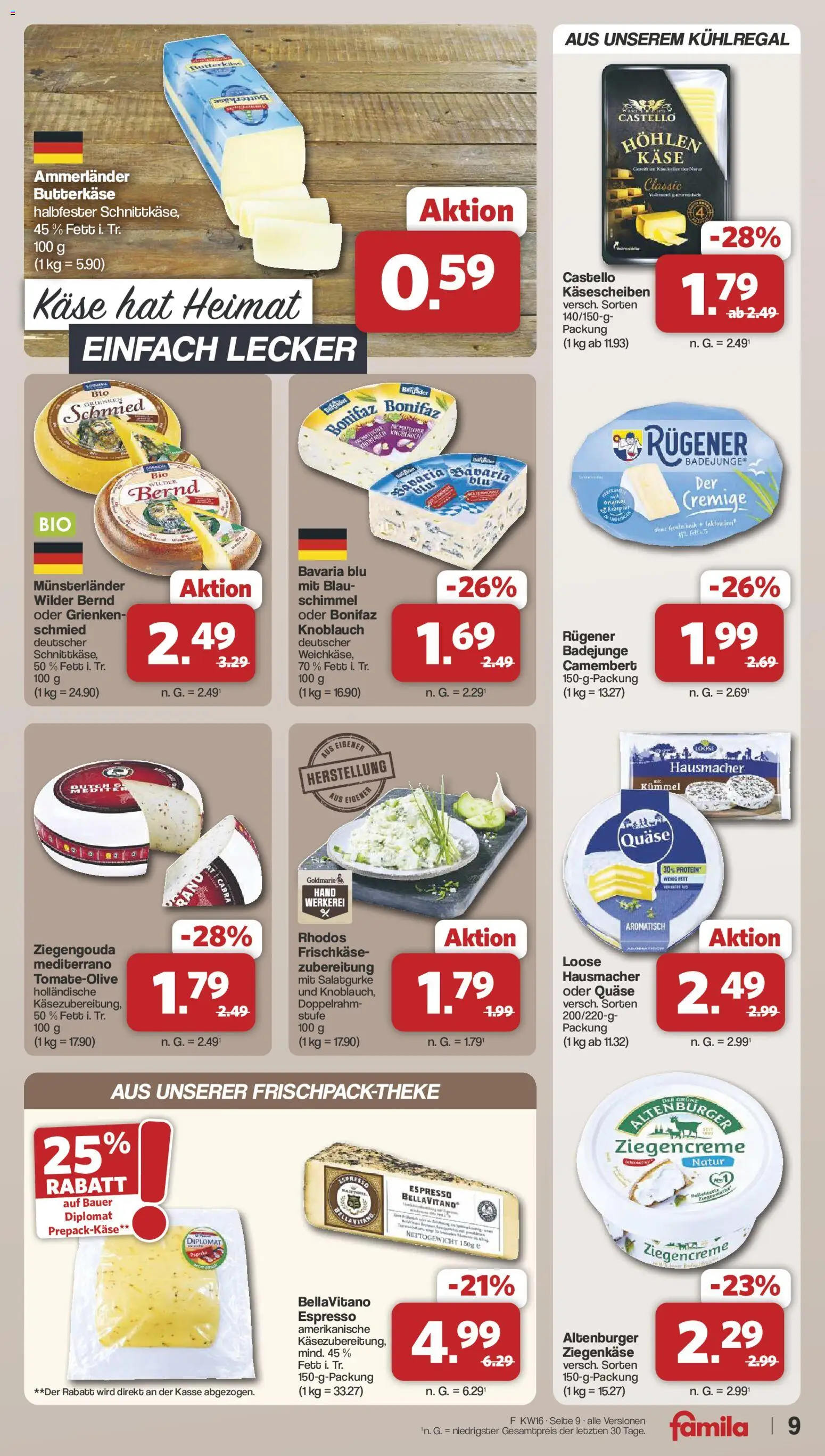 Famila Nordwest Prospekt 	 – gültig ab 13.04.2026 | Seite: 9 | Produkte: Käse, Ziegenkäse, Knoblauch, Frischkase