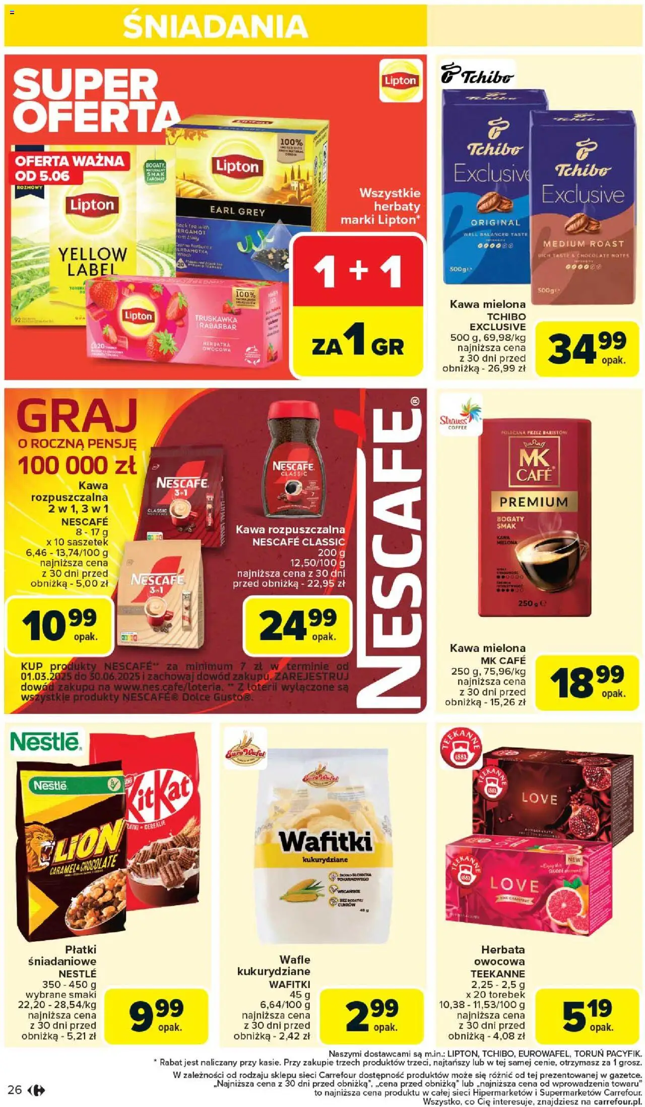 Carrefour Gazetka od 02.06.2025 | Strona: 28 | Produkty: Kawa rozpuszczalna, Kawa, Herbata, Płatki
