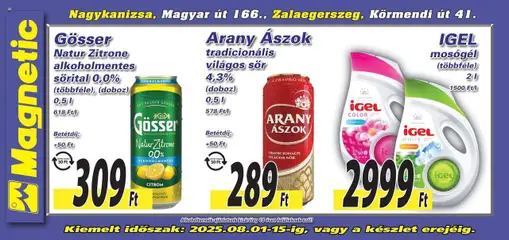 Magnetic akciós ujság - amely érvényes a következő dátumtól: 01.08.2025 | Oldal: 4 | Termékek: Gösser, Mosógél, Sör, Citrom