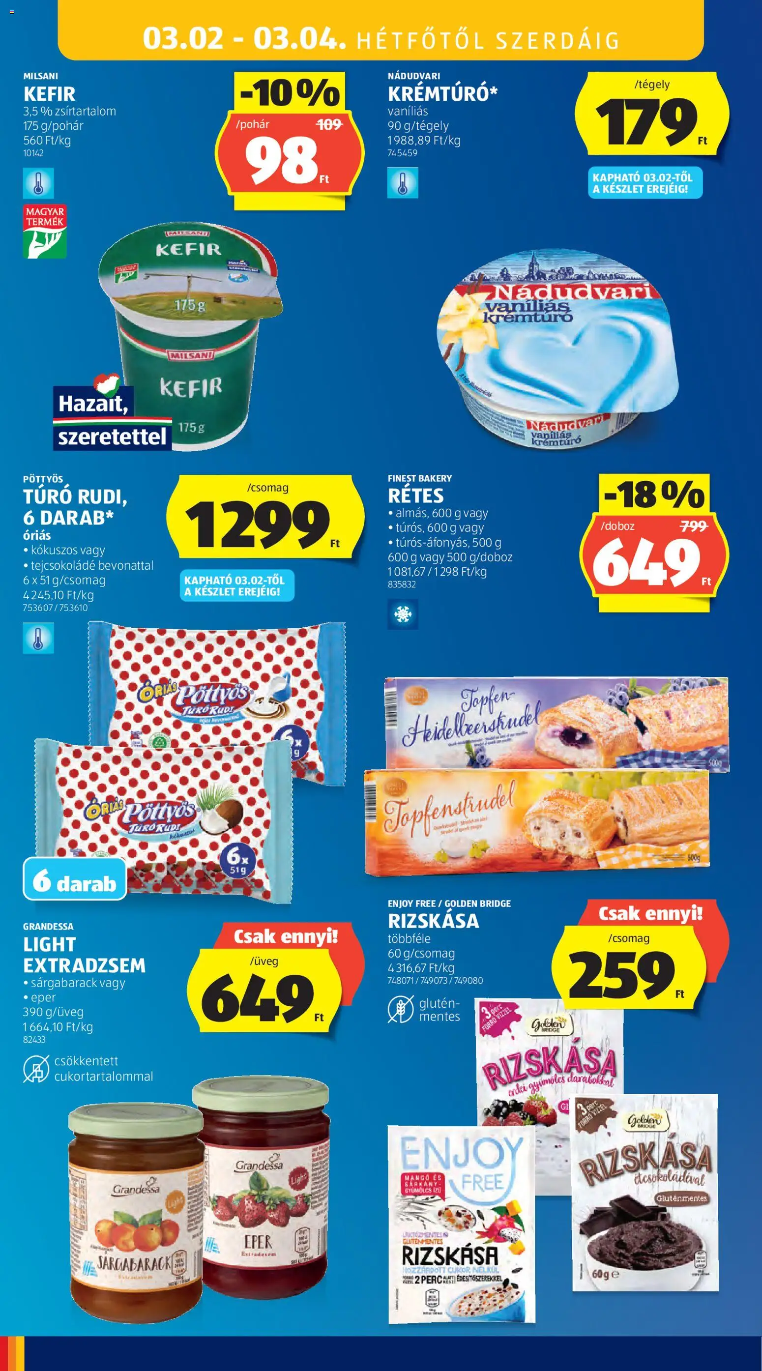 Aldi akciós ujság - amely érvényes a következő dátumtól: 26.02.2026 | Oldal: 36 | Termékek: Kefir, Krémtúró, Eper, Túró