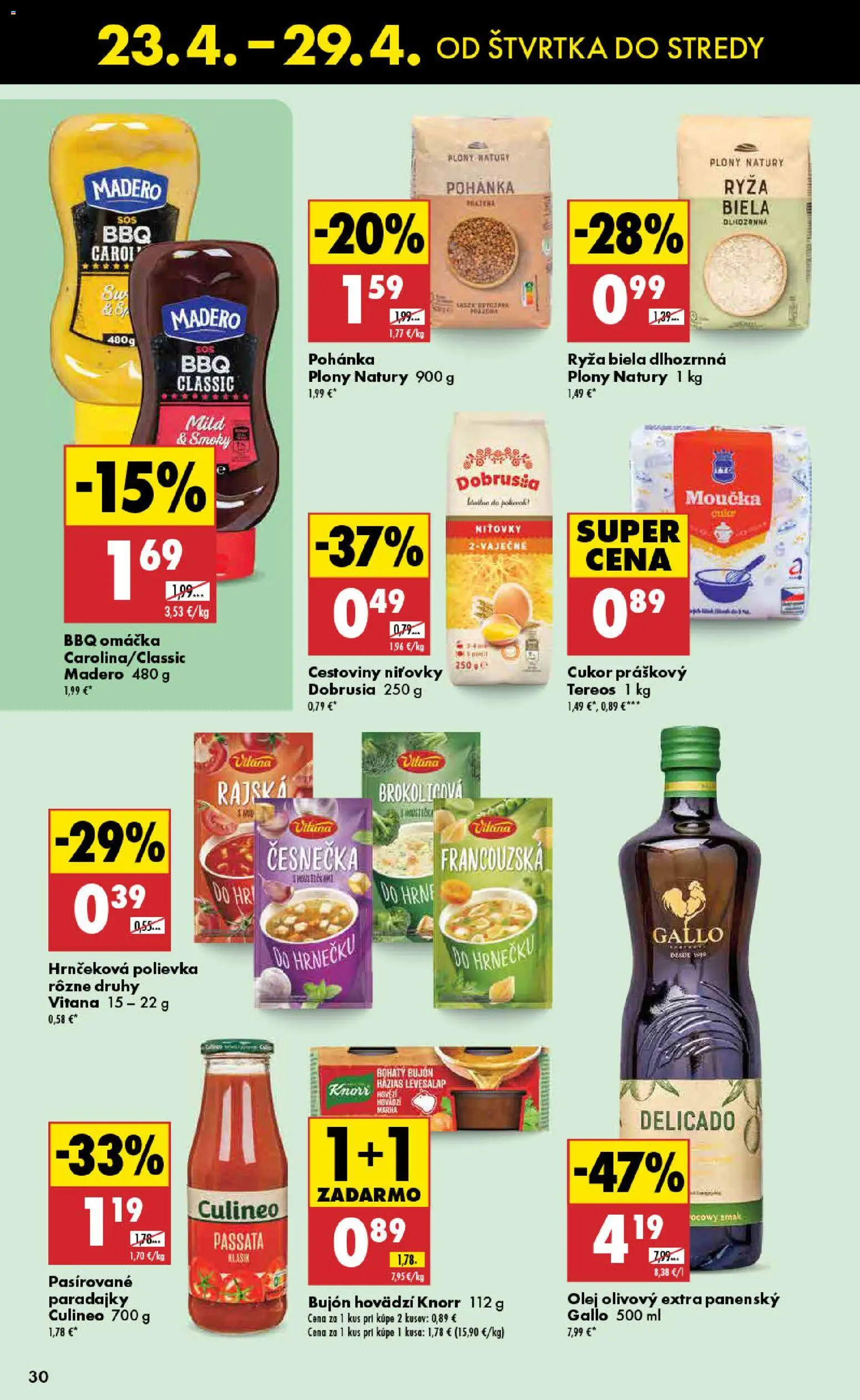 Nové Biedronka akcie – leták je platný od 23.04.2026 | Strana: 30 | Produkty: Vaňa, Bujón, Cestoviny