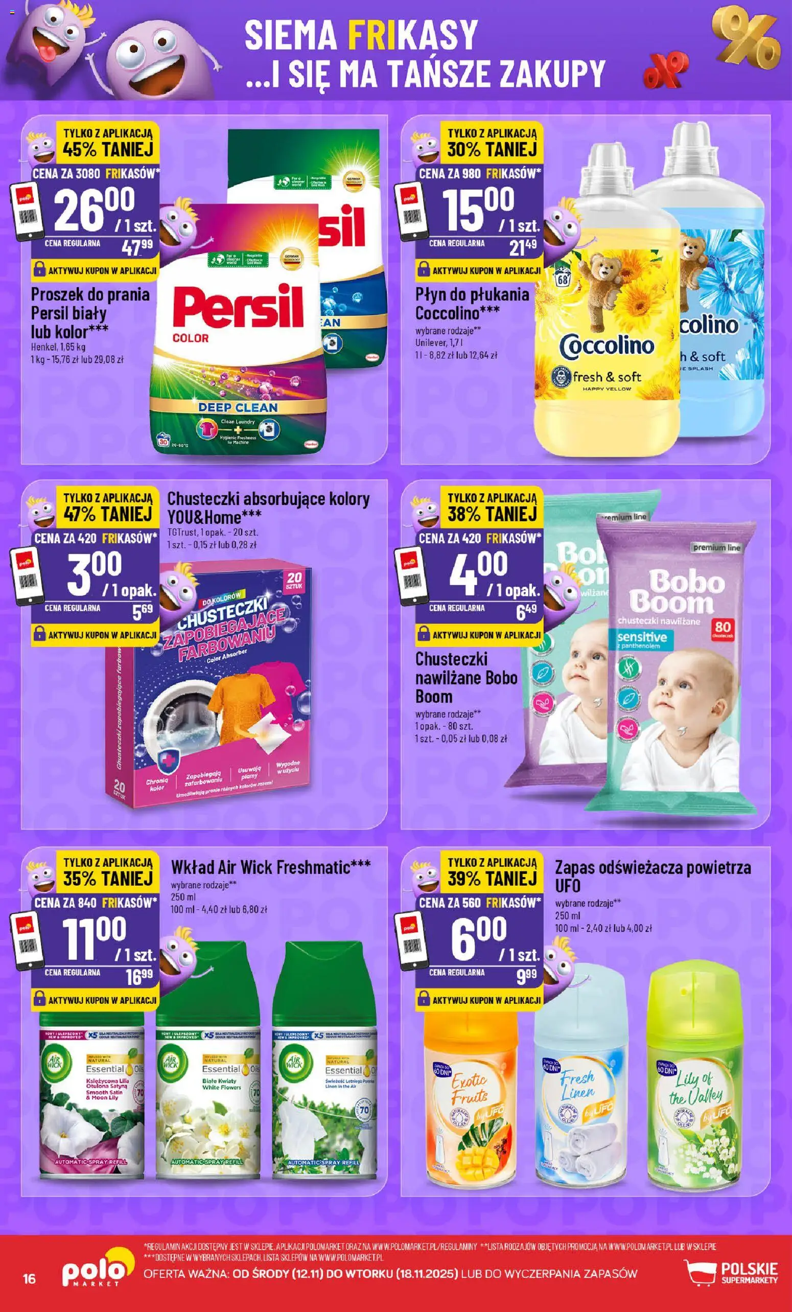 POLOmarket Gazetka - Frikasowe Hity od 12.11.2025 | Strona: 16 | Produkty: Coccolino, Kwiaty, Proszek do prania, Proszek do prania Persil