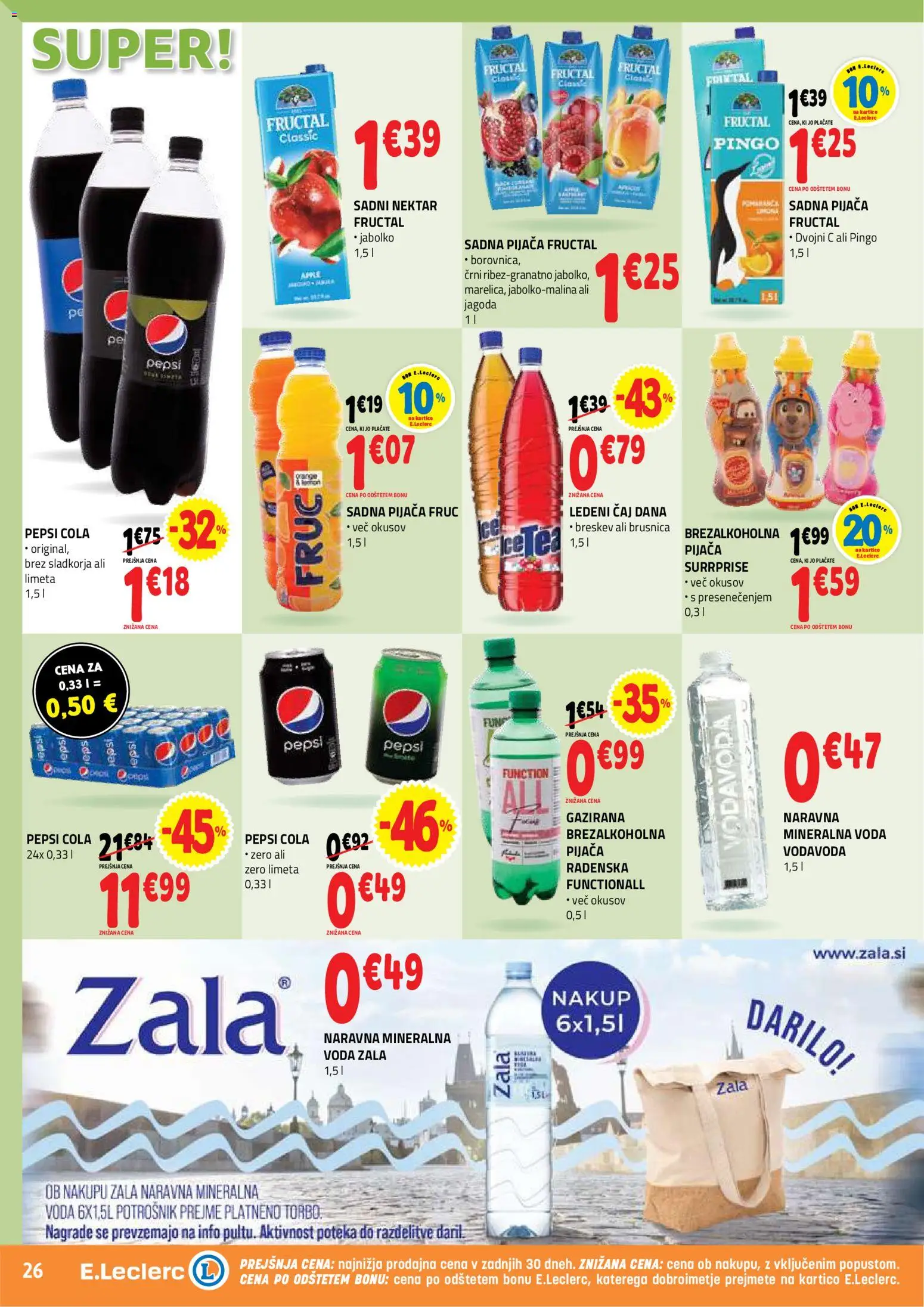 Novi E.leclerc katalog ponudbe – veljaven od 22.04.2026 | Stran: 26 | Izdelki: Limeta, Ledeni čaj, Caj, Breskev