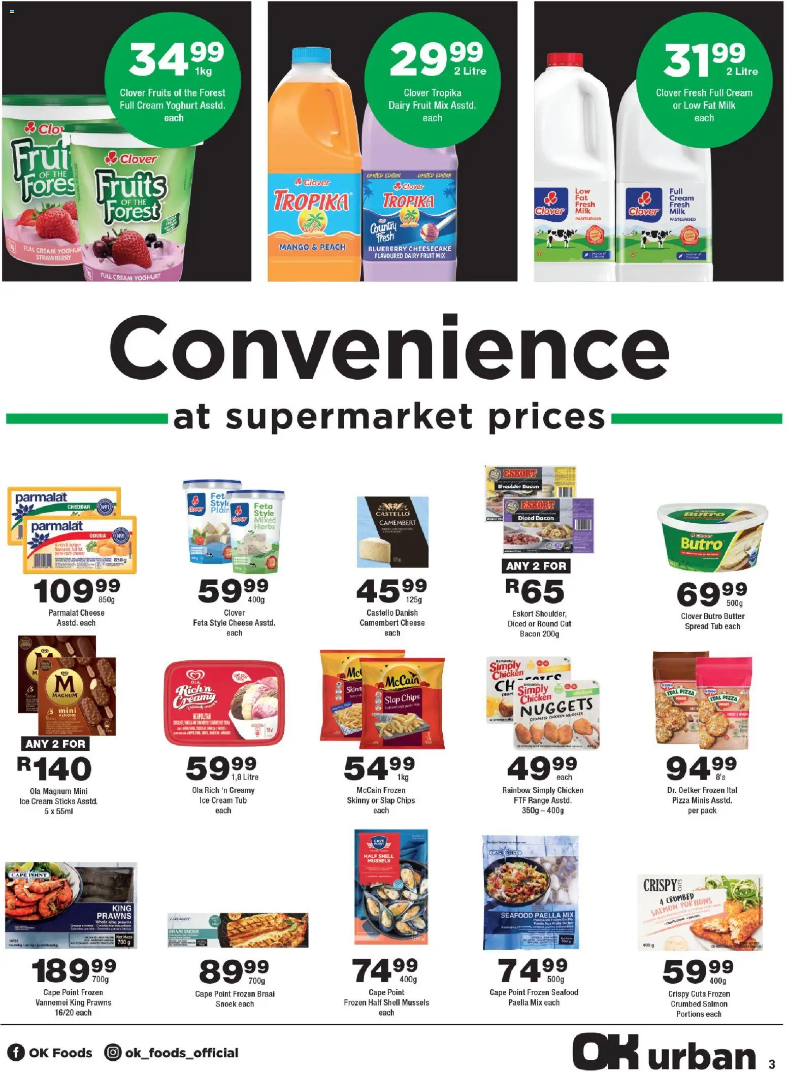 New OK Foods catalogue – valid from 21.01.2026 | Page: 3 | Products: Yoghurt, Cheese, Chicken, Mango