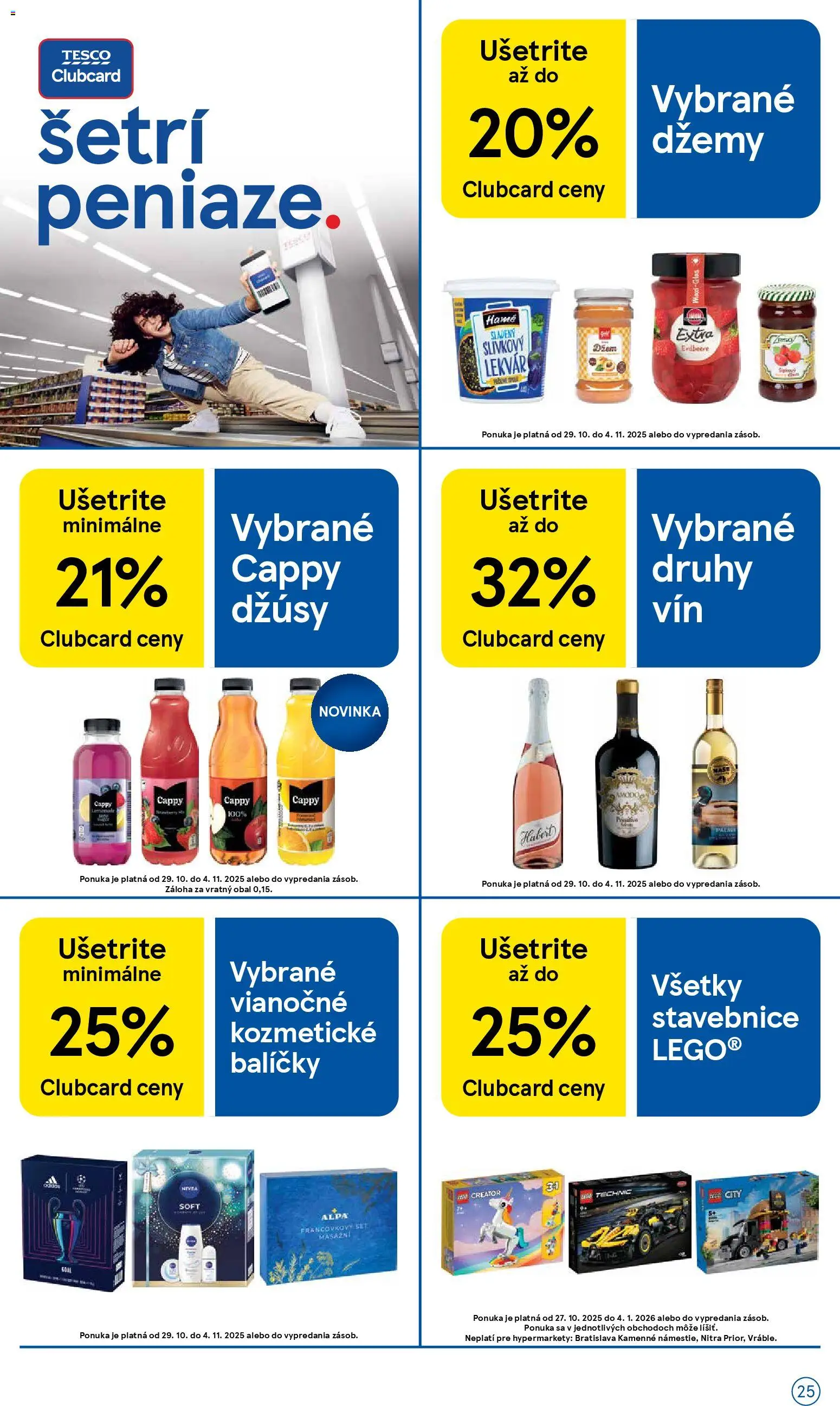 Nové Tesco akcie – leták je platný od 29.10.2025 | Strana: 25 | Produkty: Nivea, LEGO, Alpa