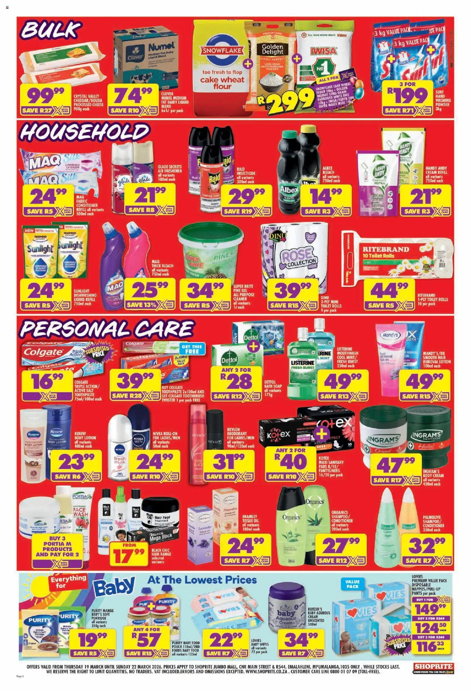 New Shoprite - Gauteng - Easter Deals Store Opening Jumbo Mall  catalogue – valid from 19.03.2026 | Page: 6 | Products: Pads, Maize meal, Powder, Dishwashing liquid