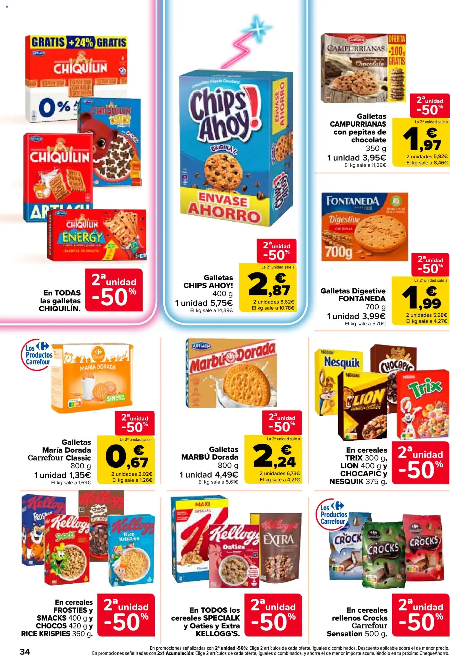 Carrefour folleto │ válido desde el 24.03.2026 | Página: 34 | Productos: Chocolate, Cereales, Galletas