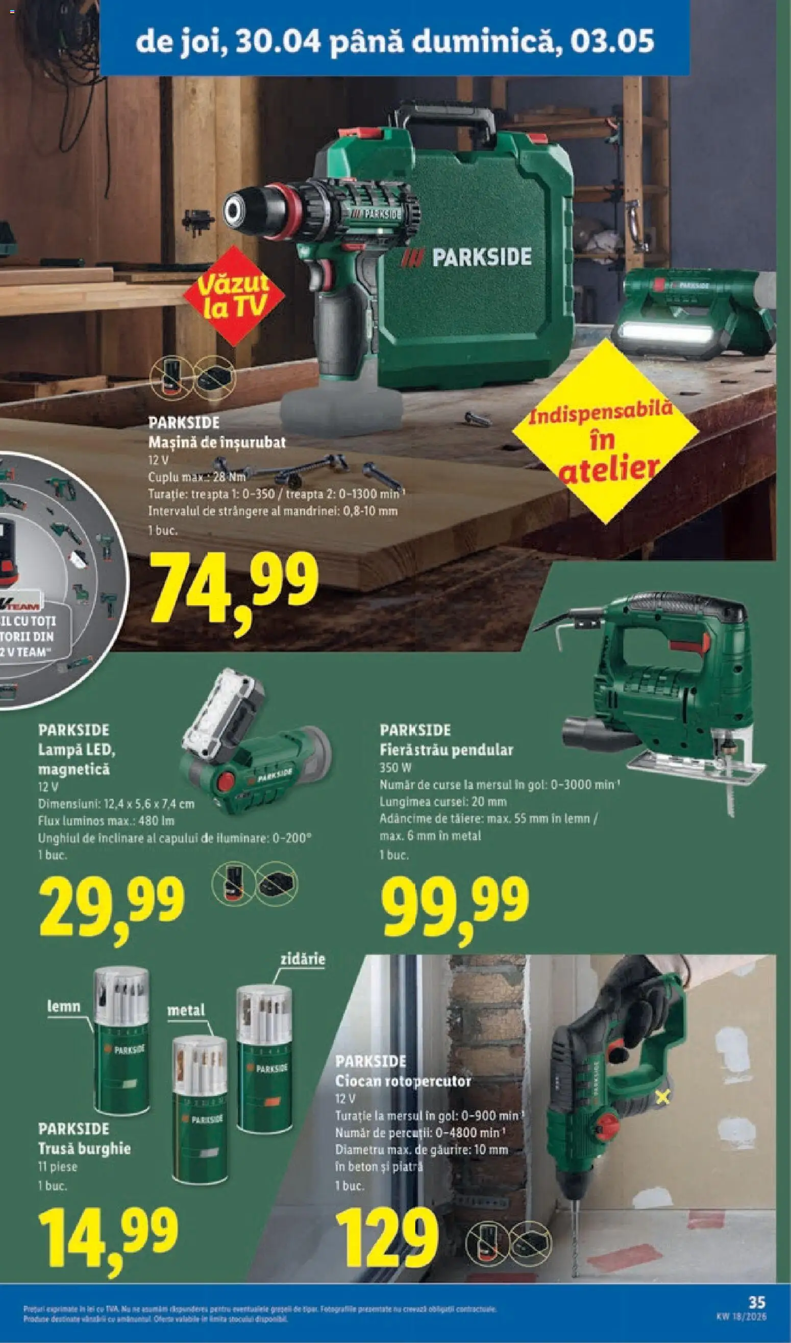 Noul catalog Lidl – valabil de la 27.04.2026 | Pagină: 35 | Produse: Ciocan rotopercutor, Babak, Lampă