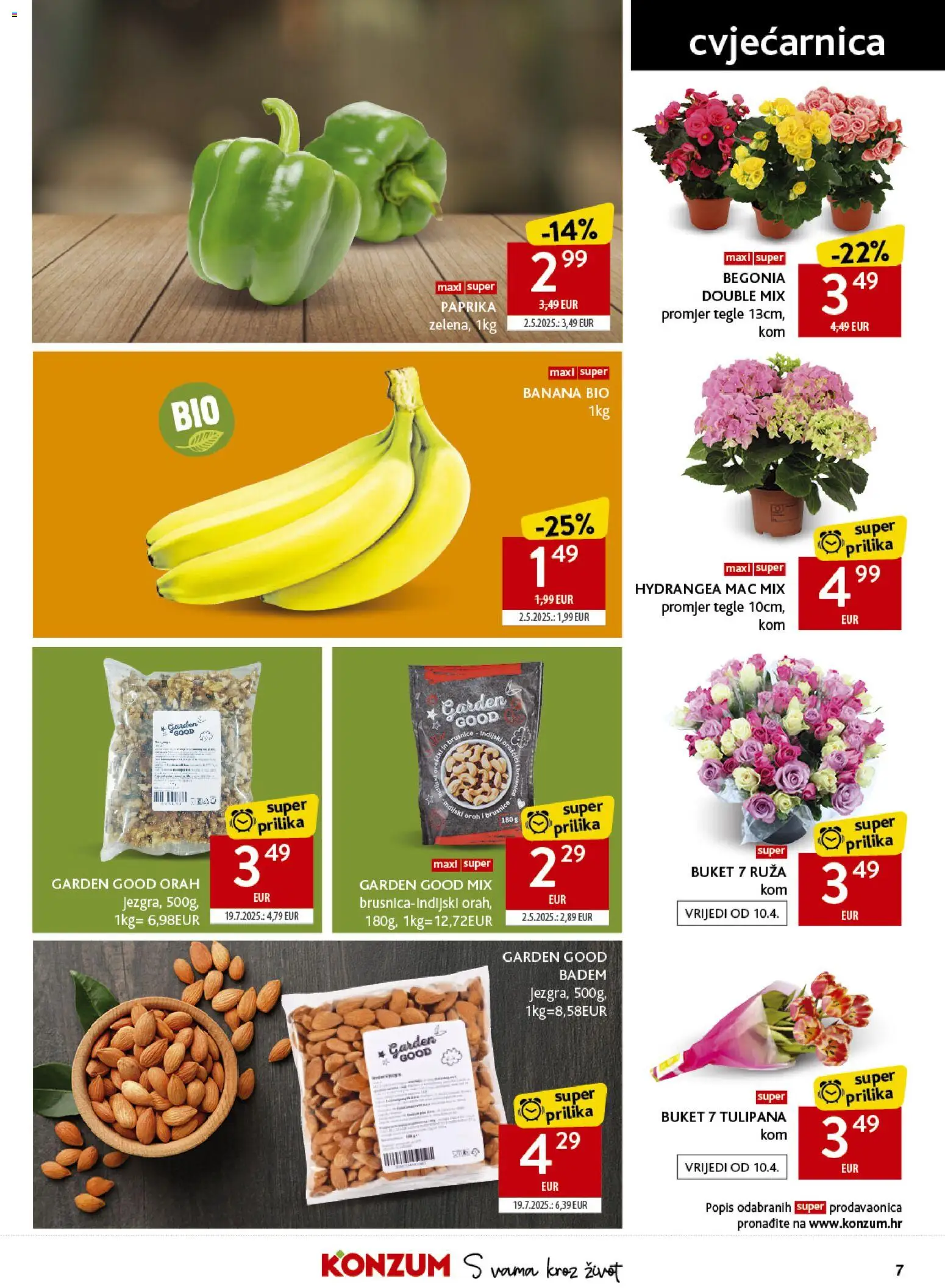 Konzum katalog | vrijedi od 08.04.2026 | Stranica: 7 | Proizvodi: Paprika, Badem, Orah