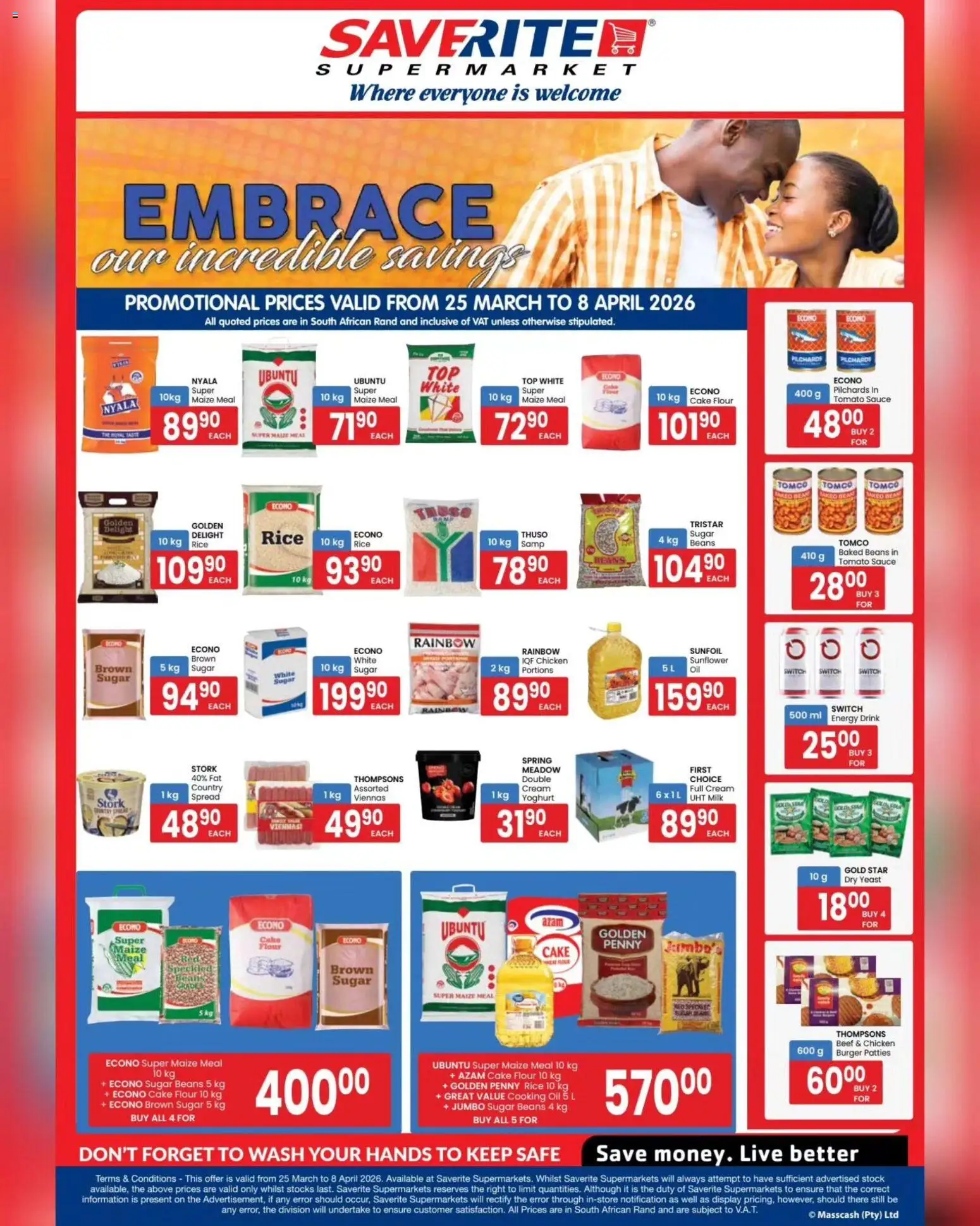 New Saverite catalogue – valid from 25.03.2026 | Page: 1 | Products: Pilchards, Beans, Cream, Peach