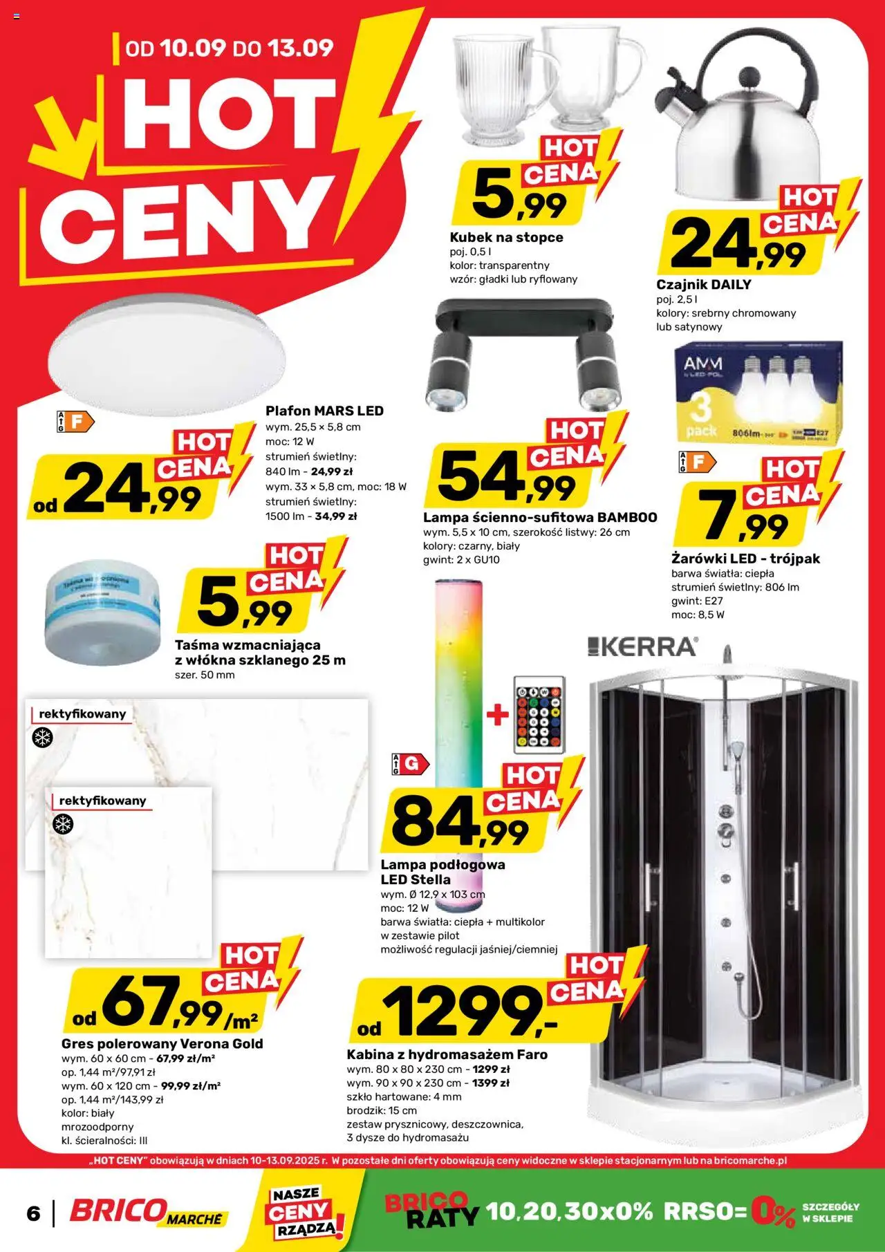 Brico Marché Gazetka - Hot ceny od 10.09.2025 | Strona: 1 | Produkty: Czajnik, Lampa, Żarówki