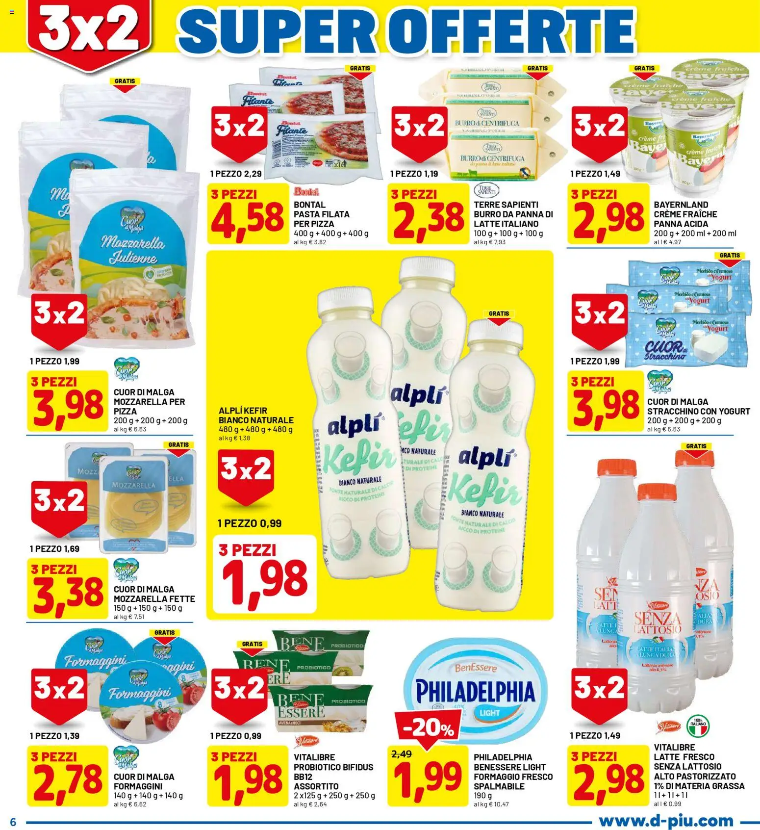 Volantino D Più del 05.01.2026 | Pagina: 6 | Prodotti: Pizza, Panna, Formaggio, Stracchino