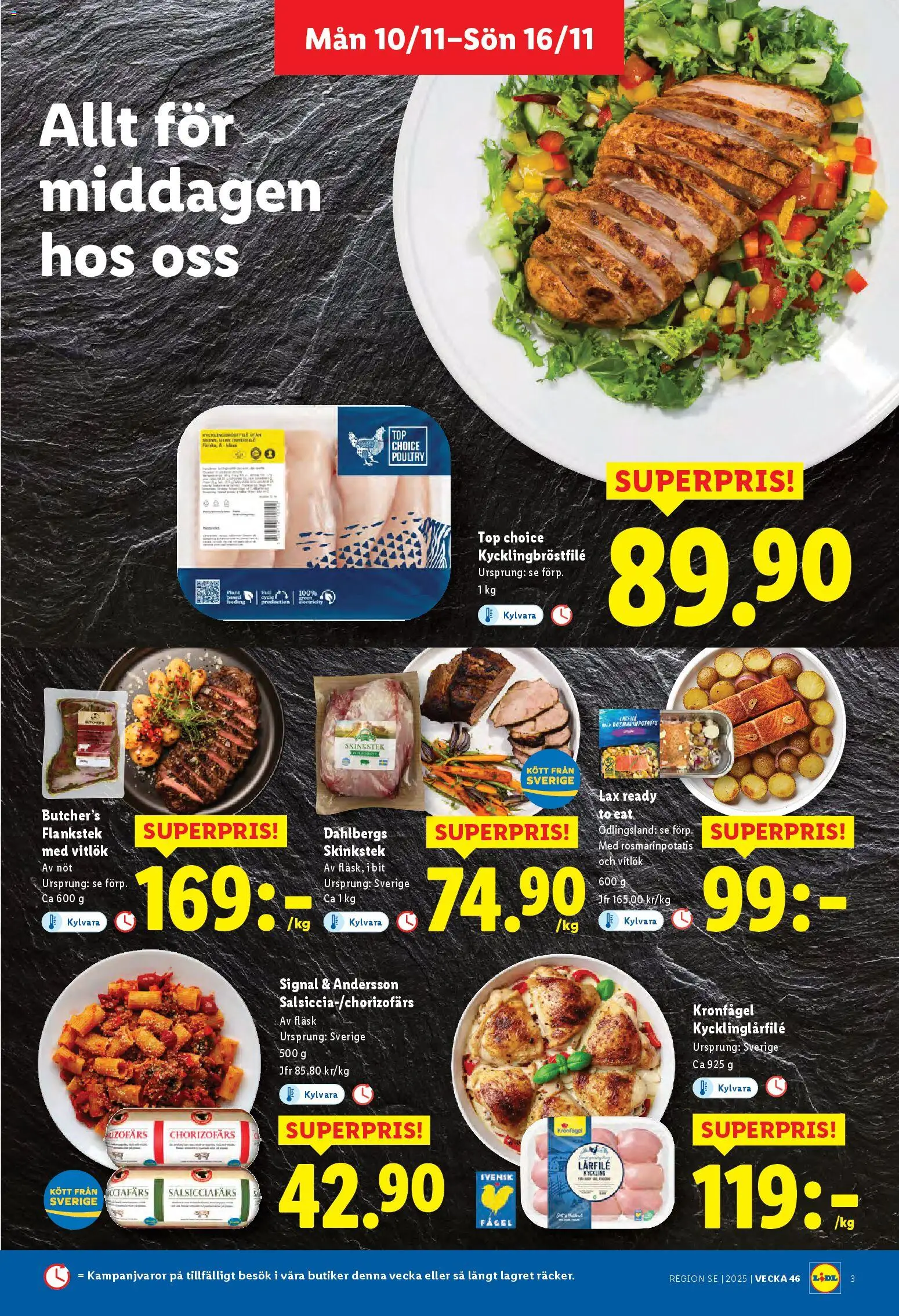 Lidl reklamblad aktuell från 10.11.2025 | Sida: 3 | Produkter: Lax, Vitlök, Fläsk