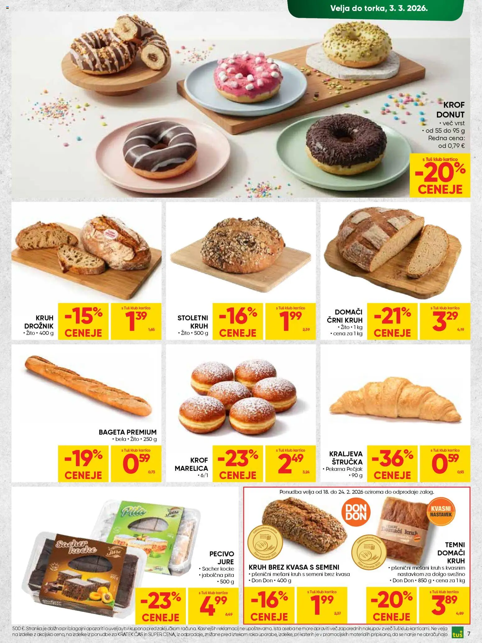 Novi Tuš katalog ponudbe – veljaven od 18.02.2026 | Stran: 7 | Izdelki: Štručka, Pekarna, Pita, Kruh