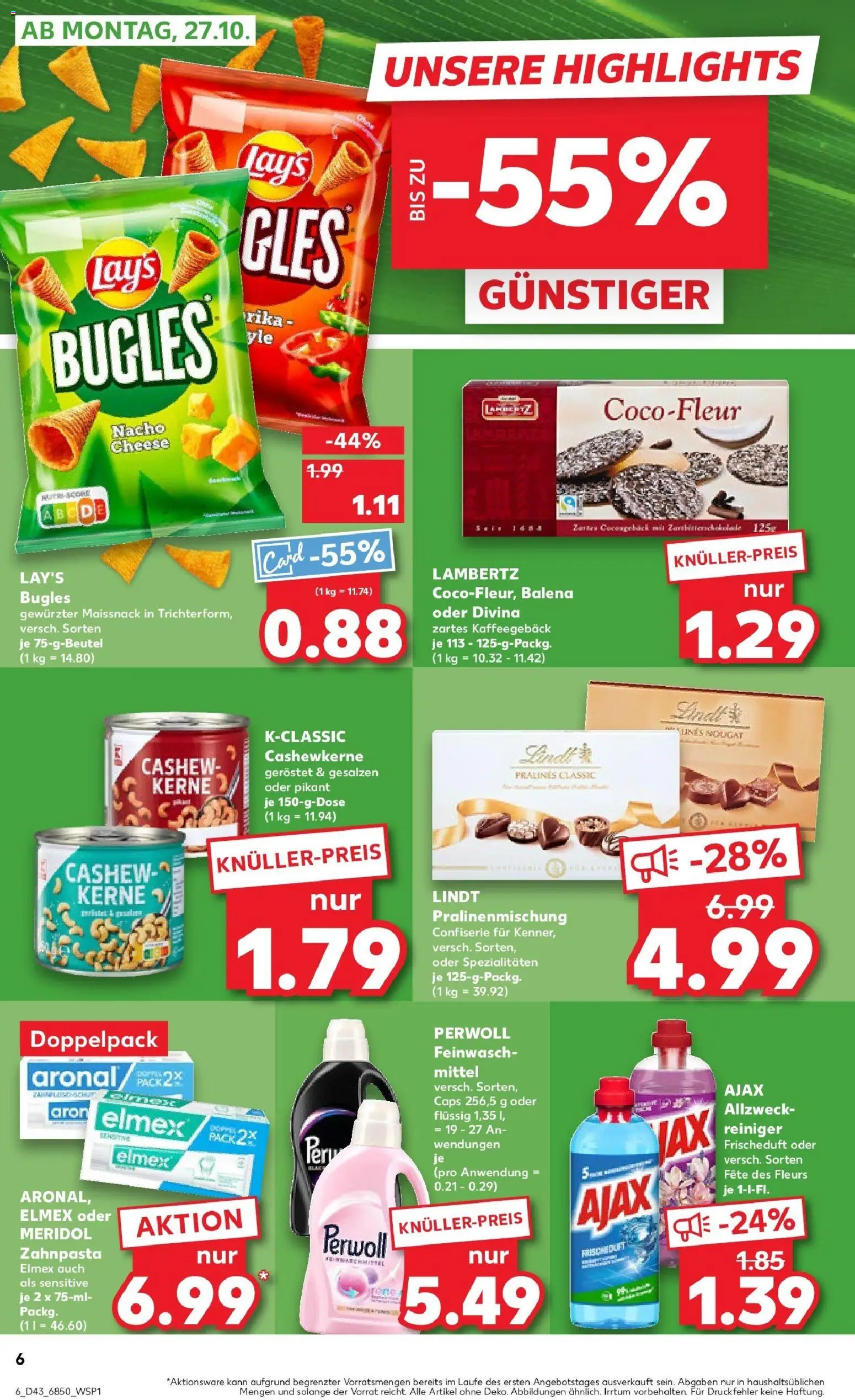 Kaufland prospekt Regensburg	 – gültig ab 27.10.2025 | Seite: 6 | Produkte: Perwoll, Zahnpasta, Lindt