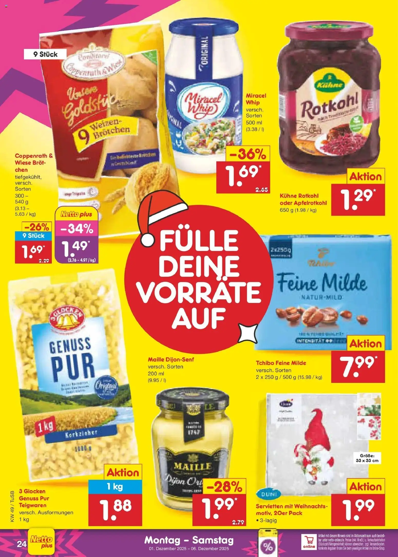 Netto Marken-Discount prospekt Calw-Stammheim	 – gültig ab 01.12.2025 | Seite: 26 | Produkte: Rotkohl, Brot