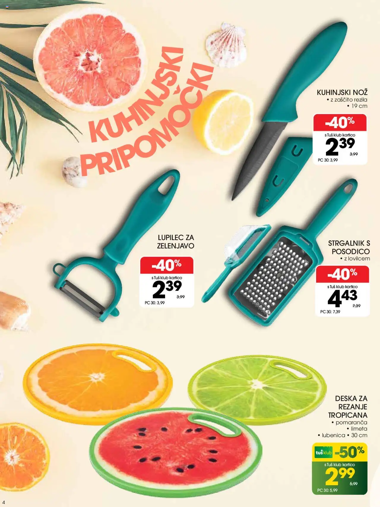 Tuš katalog brezskrbno poletje │ velja od 18.06.2025 | Stran: 4 | Izdelki: Limeta, Lubenica, Nož