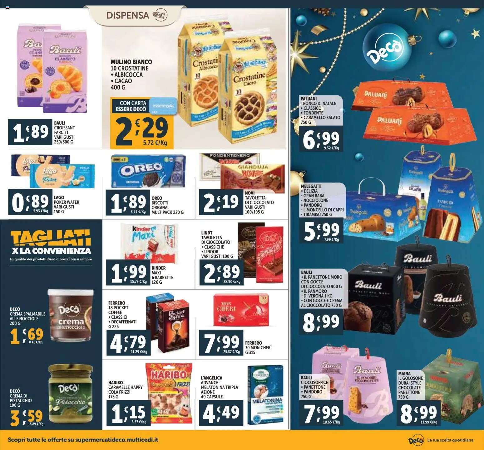 Volantino Decò del 20.11.2025 | Pagina: 12 | Prodotti: Pandoro, Panettone, Croissant, Cacao