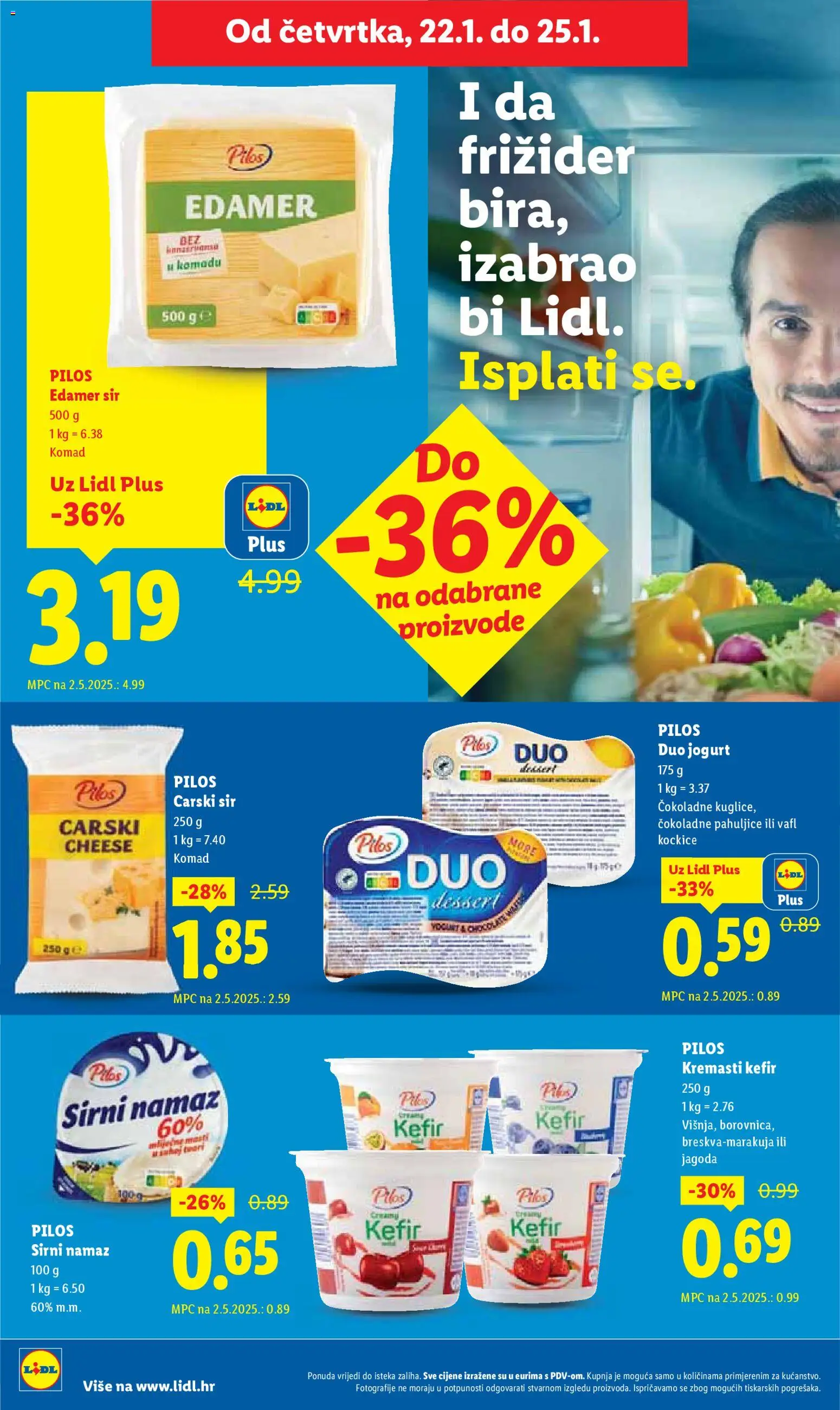 Lidl katalog | vrijedi od 19.01.2026 | Stranica: 52 | Proizvodi: Sir, Jogurt, Kefir, Namaz