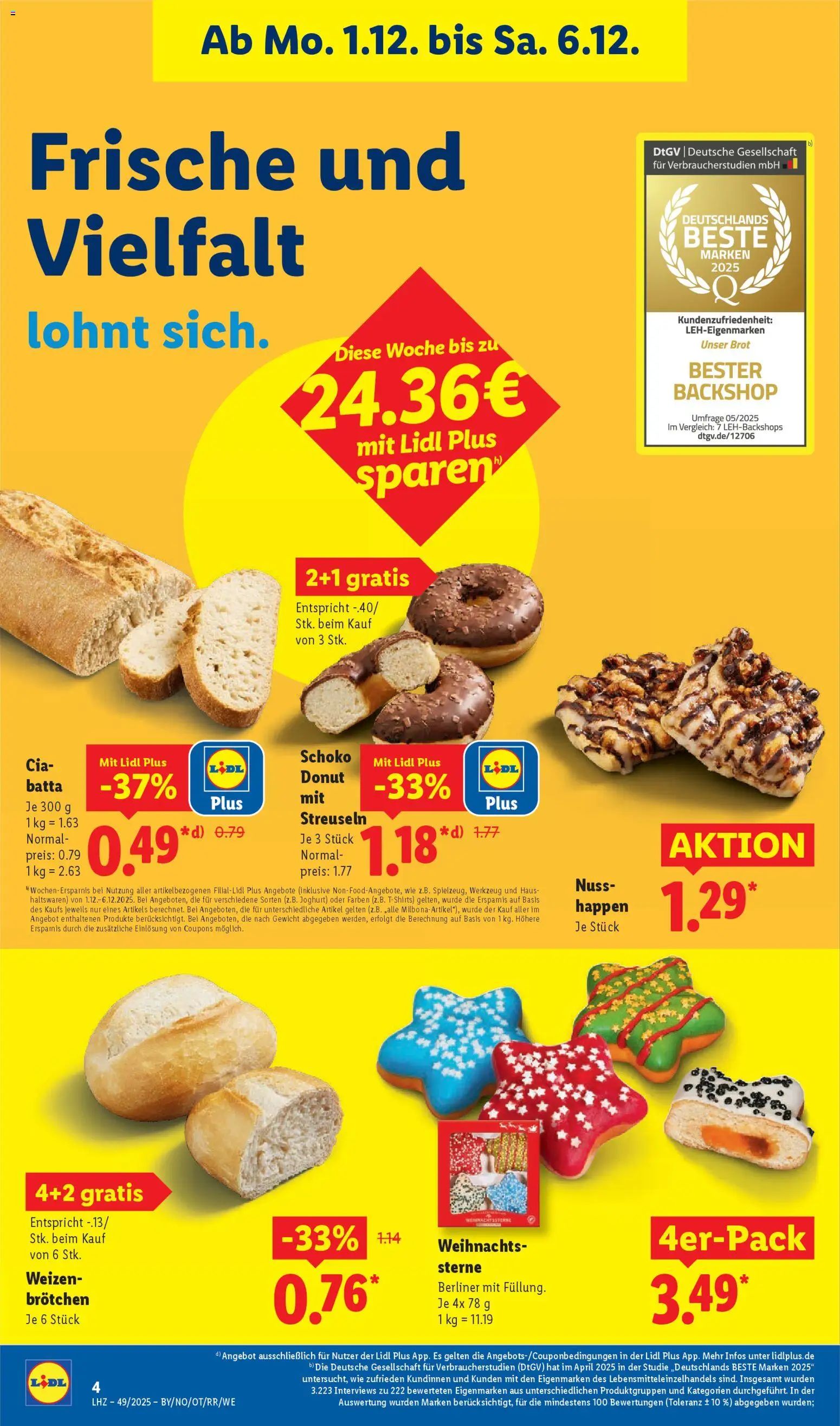 Lidl Prospekt Grimma – gültig ab 01.12.2025 | Seite: 8 | Produkte: Berliner, Gewicht, Joghurt, Brot