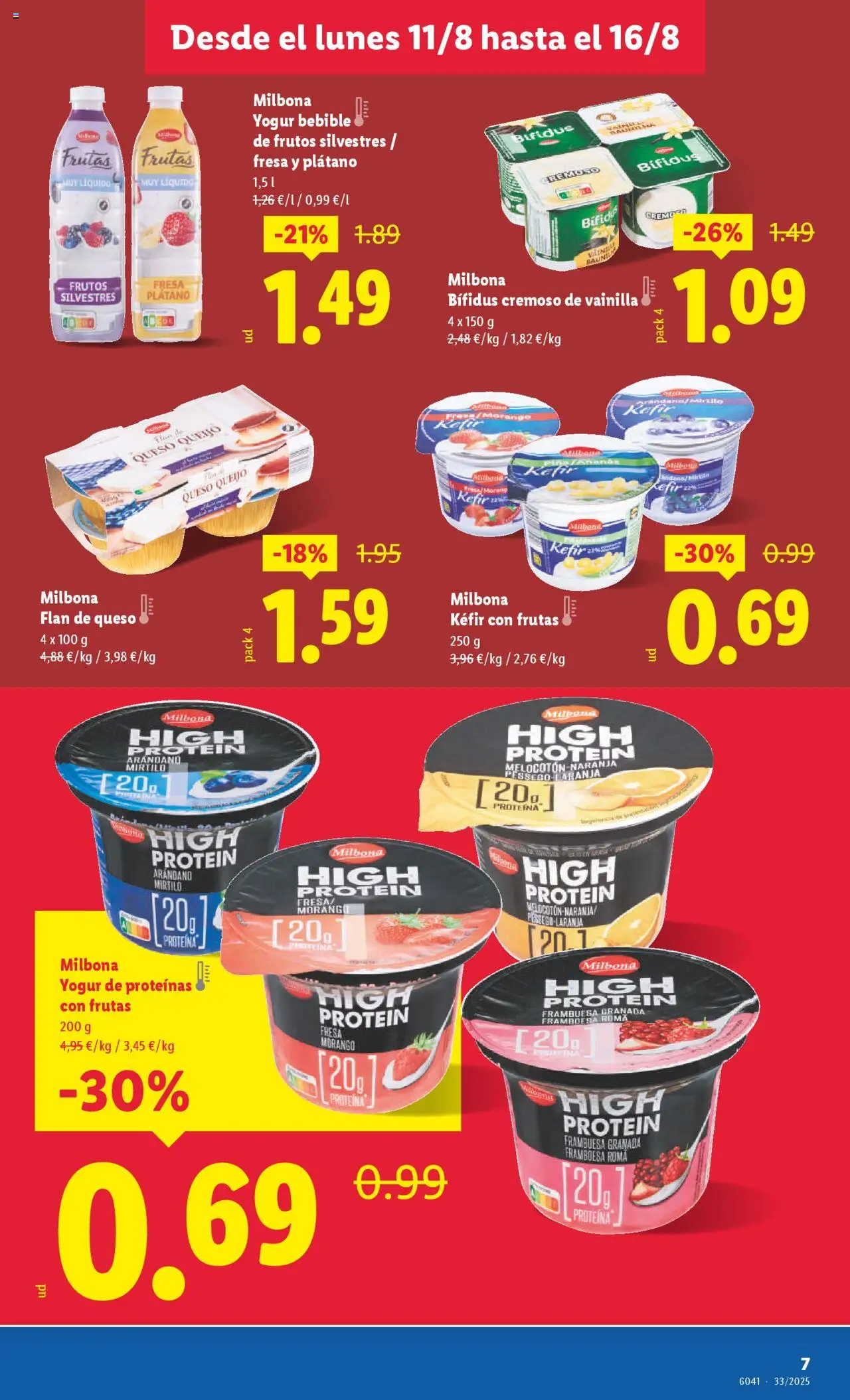 Lidl folleto │ válido desde el 11.08.2025 | Página: 7 | Productos: Queso, Yogur, Yogur bebible