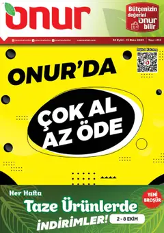 30.09.2025 tarihinden itibaren geçerli olan Onur Market kataloğu önizlemesi