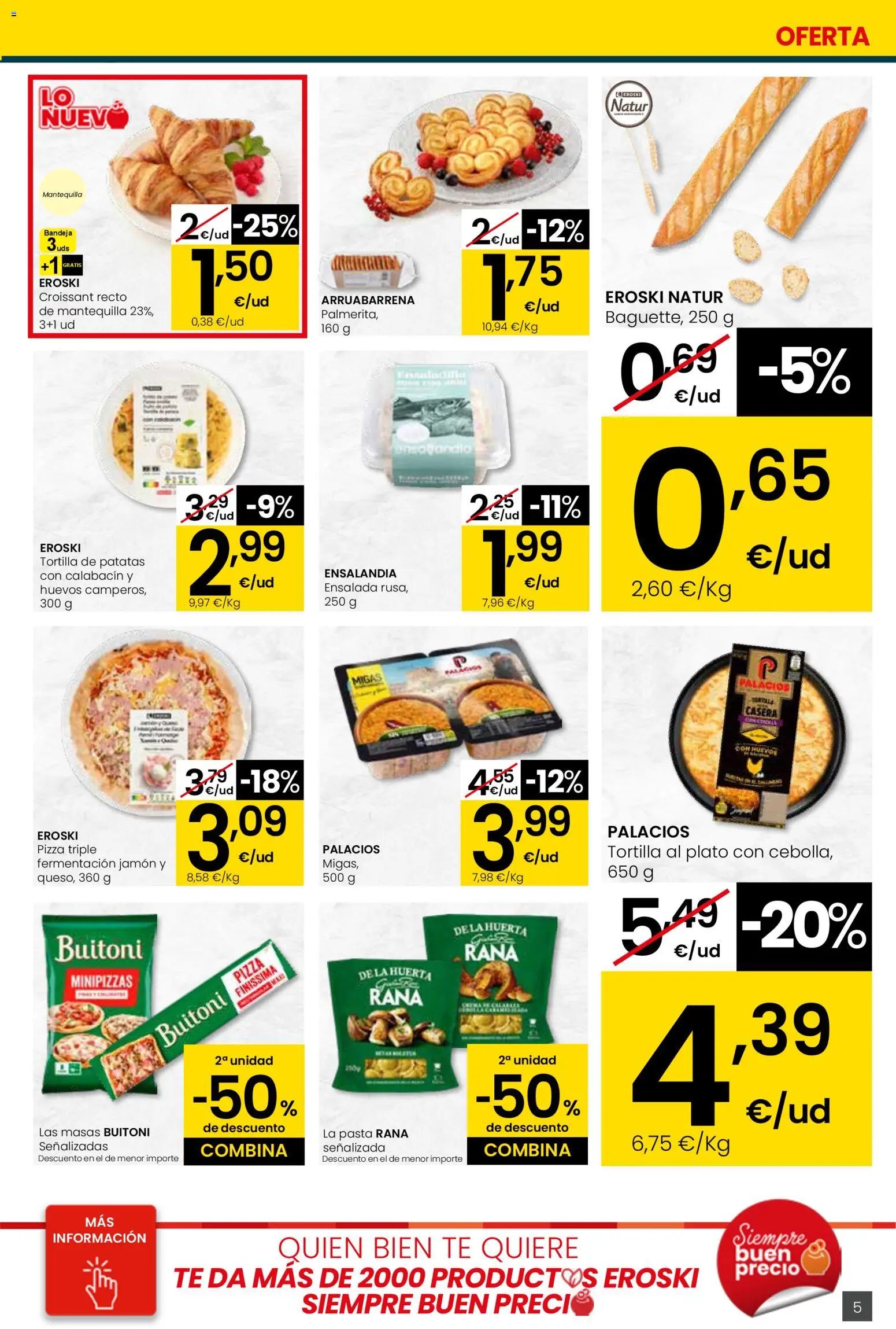 Eroski - Viste tu cesta de primavera Center │ válido desde el 12.03.2026 | Página: 5 | Productos: Jamón, Croissant, Pasta, Bandeja