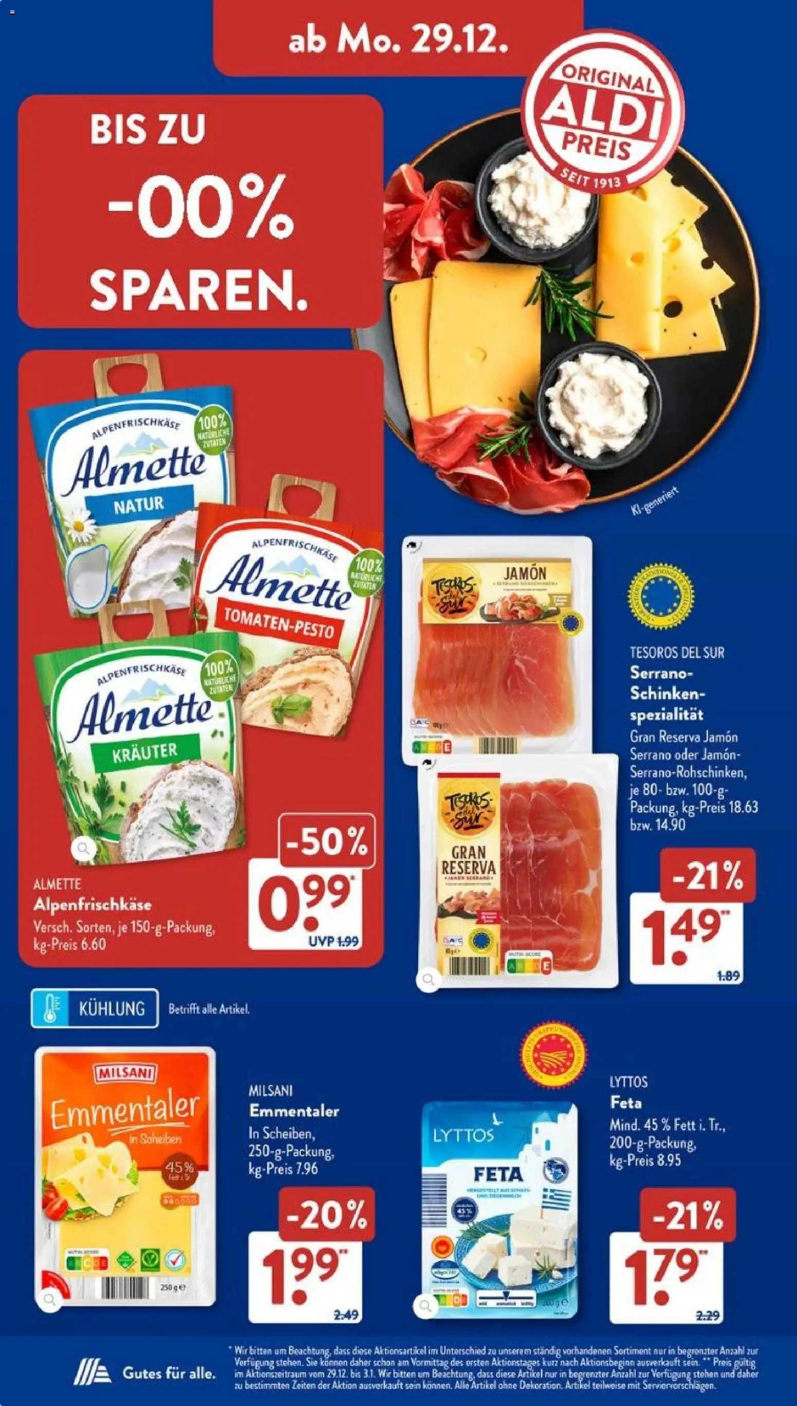 Aldi Süd Prospekt 	 – gültig ab 29.12.2025 | Seite: 6 | Produkte: Almette, Feta, Schinken
