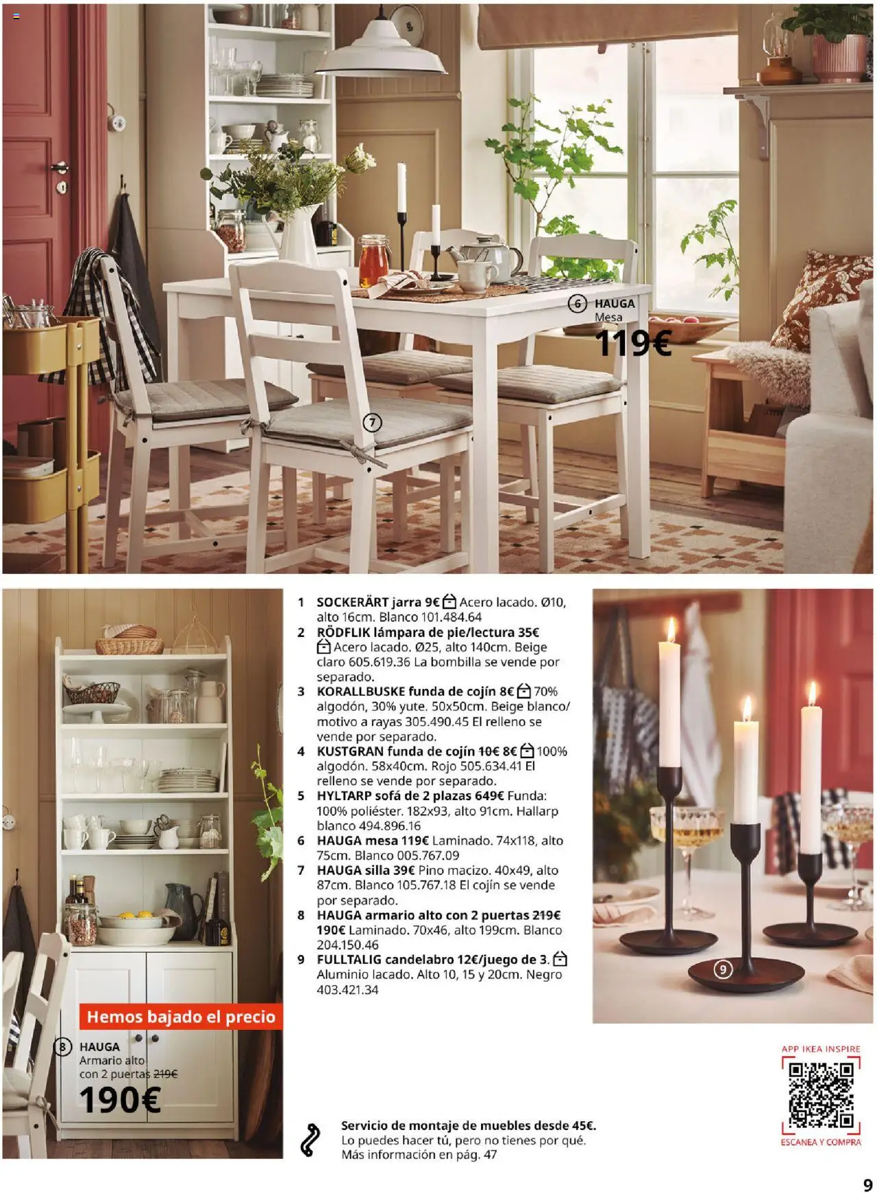 Catálogo IKEA Precios bajos.  │ válido desde el 01.09.2025 | Página: 9 | Productos: Candelabro, Muebles, Bombilla, Armario