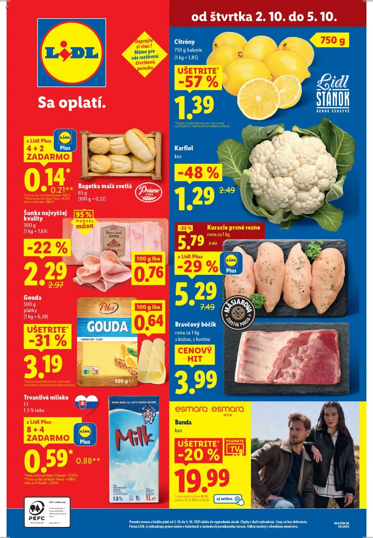 Nové Lidl akcie – leták je platný od 29.09.2025 | Strana: 63 | Produkty: Mlieko, Gouda, Karfiol, Citróny
