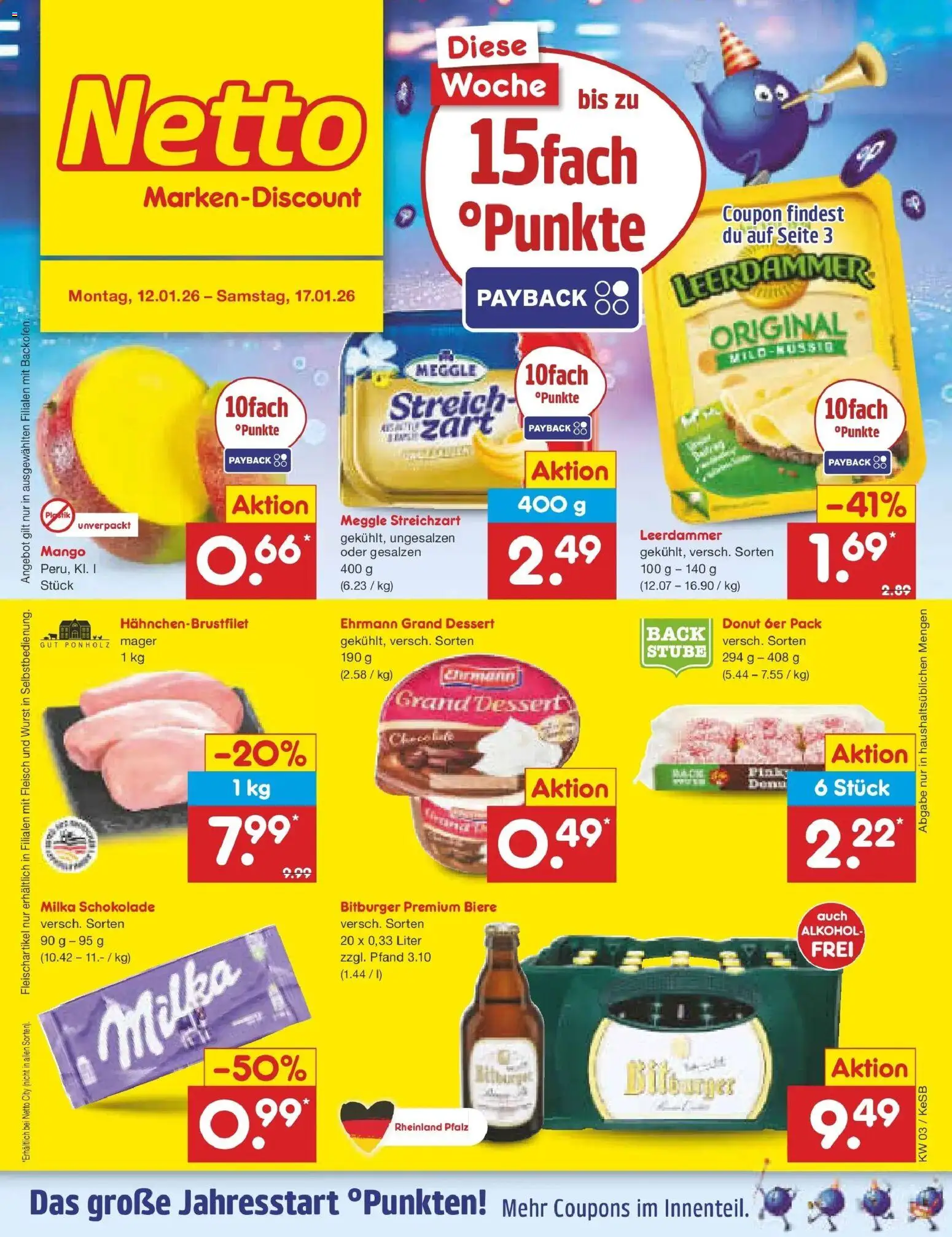 Netto Marken-Discount prospekt Kruft	 – gültig ab 12.01.2026 | Seite: 1 | Produkte: Bitburger, Milka schokolade, Leerdammer, Wurst