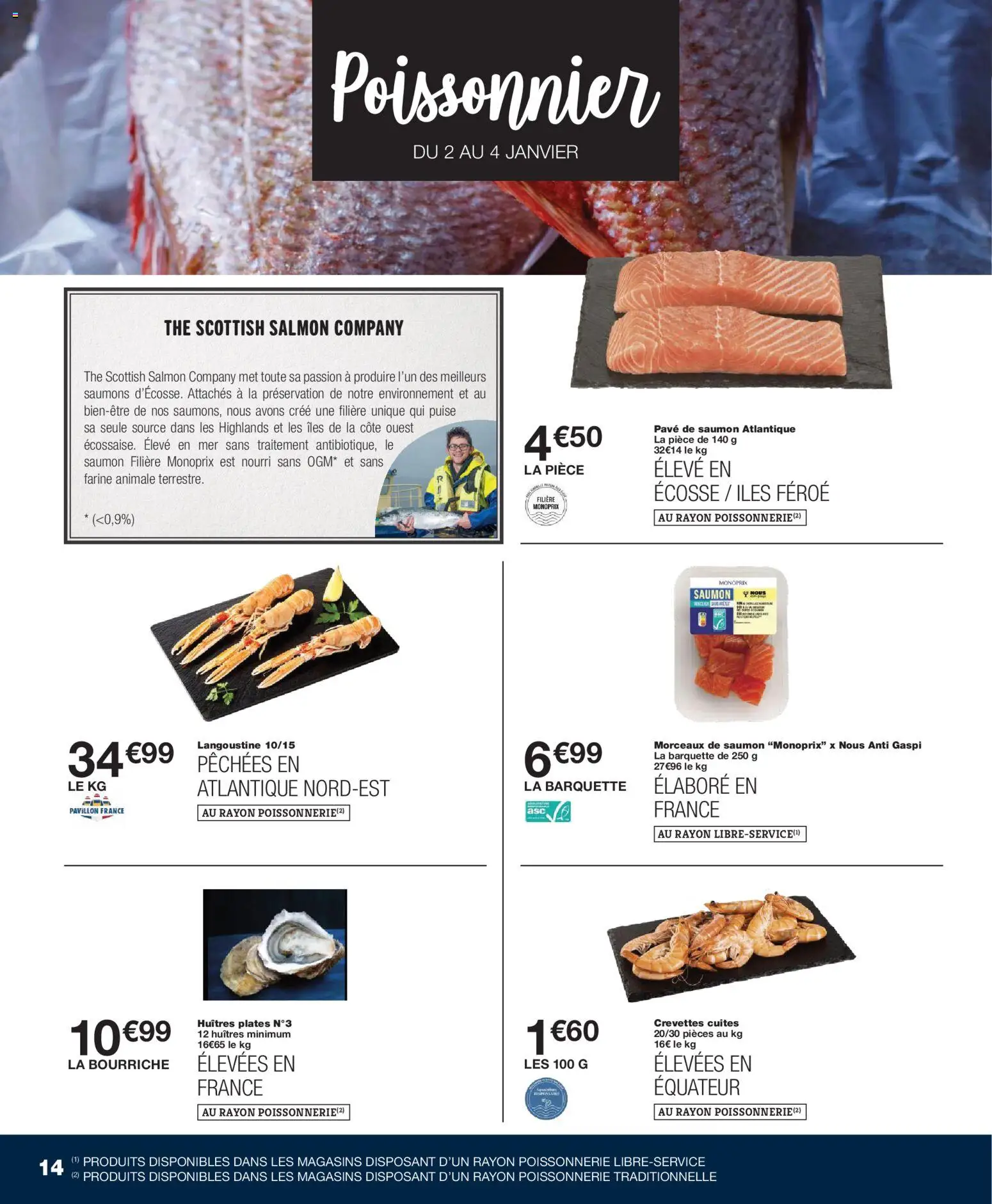 {H1} | Page: 14 | Produits: Pavé de saumon, Poissonnerie, Crevettes, Thé