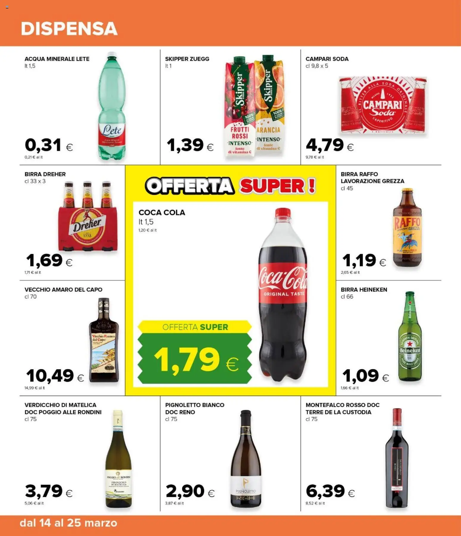 Volantino Tigre del 14.03.2026 | Pagina: 14 | Prodotti: Birra, Acqua minerale, Heineken, Amaro