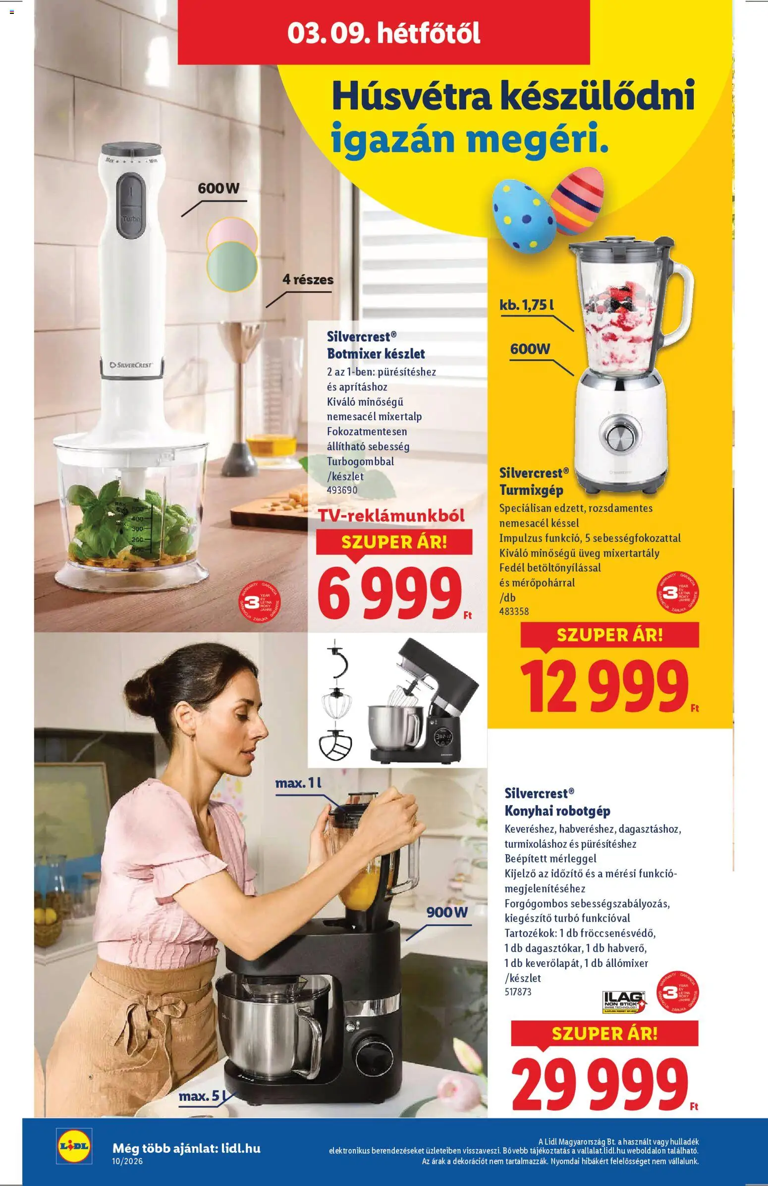 Lidl akciós ujság - amely érvényes a következő dátumtól: 05.03.2026 | Oldal: 20 | Termékek: Botmixer, Robotgép, Turmixgép, Konyhai robotgép